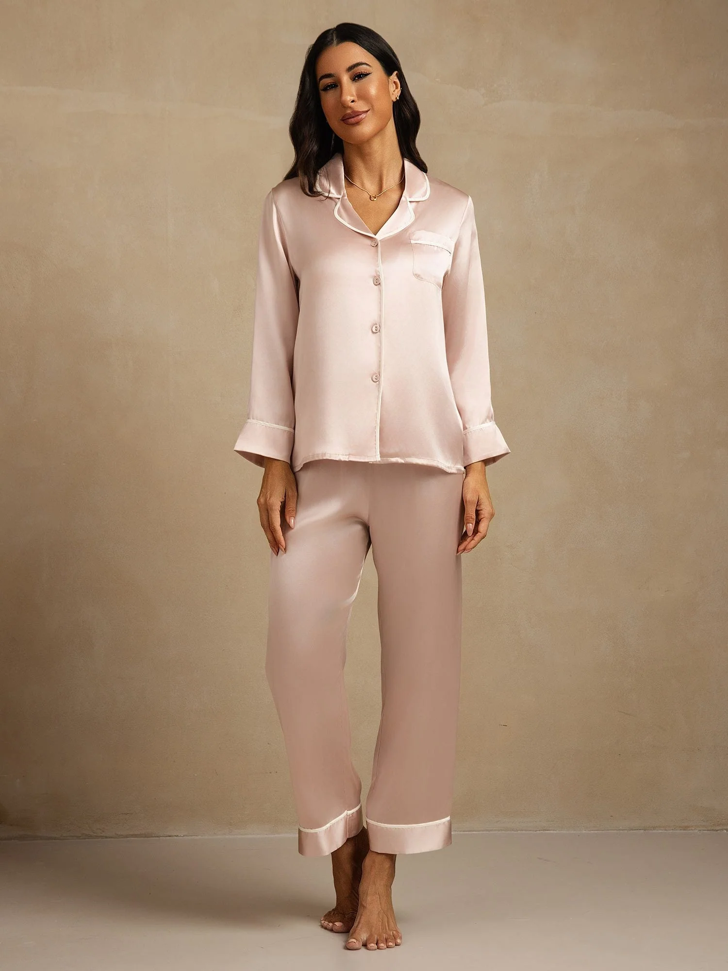 100% Mulberry Silk Classic Pajama Set - Image 25
