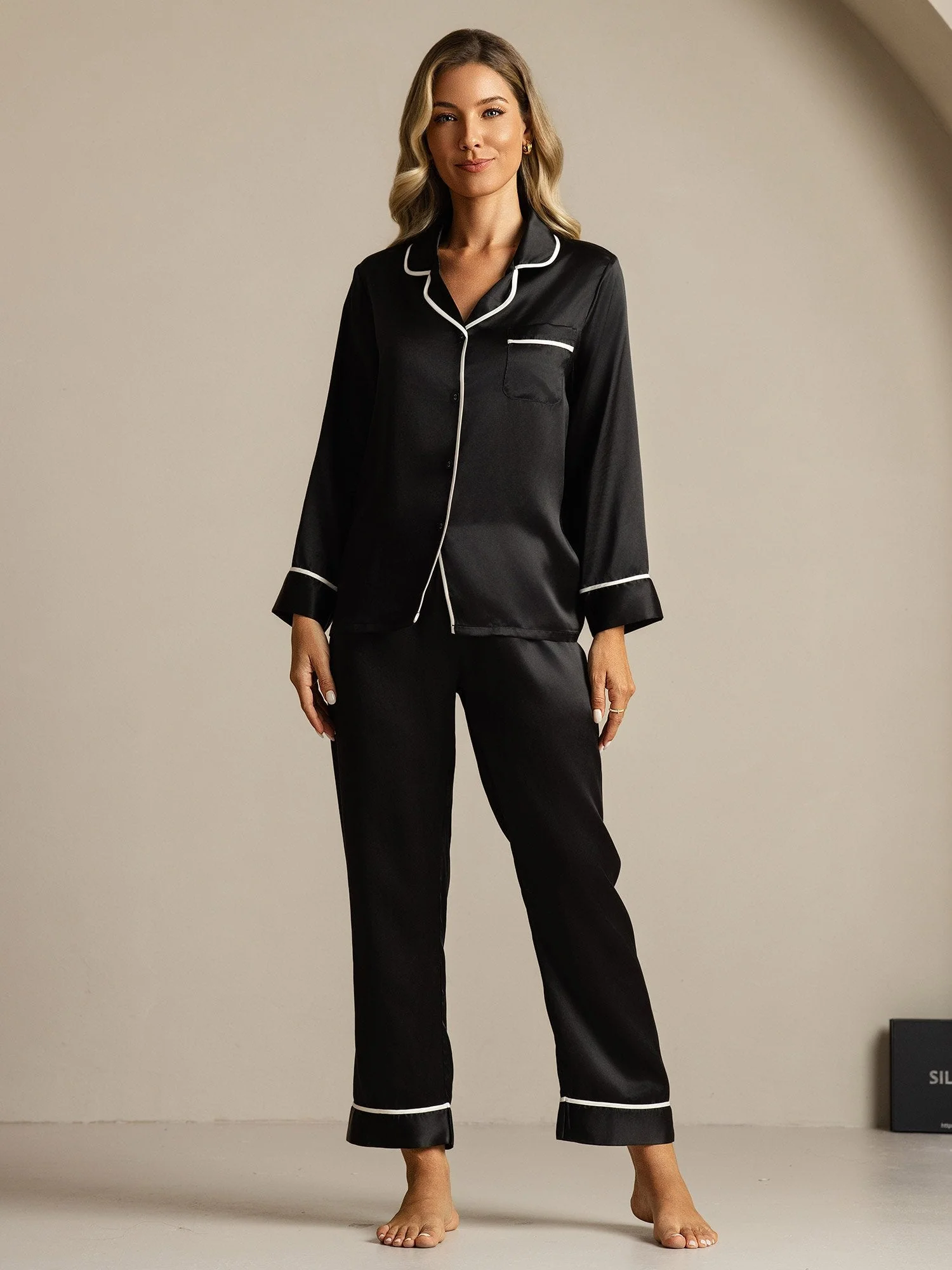 100% Mulberry Silk Classic Pajama Set - Image 29