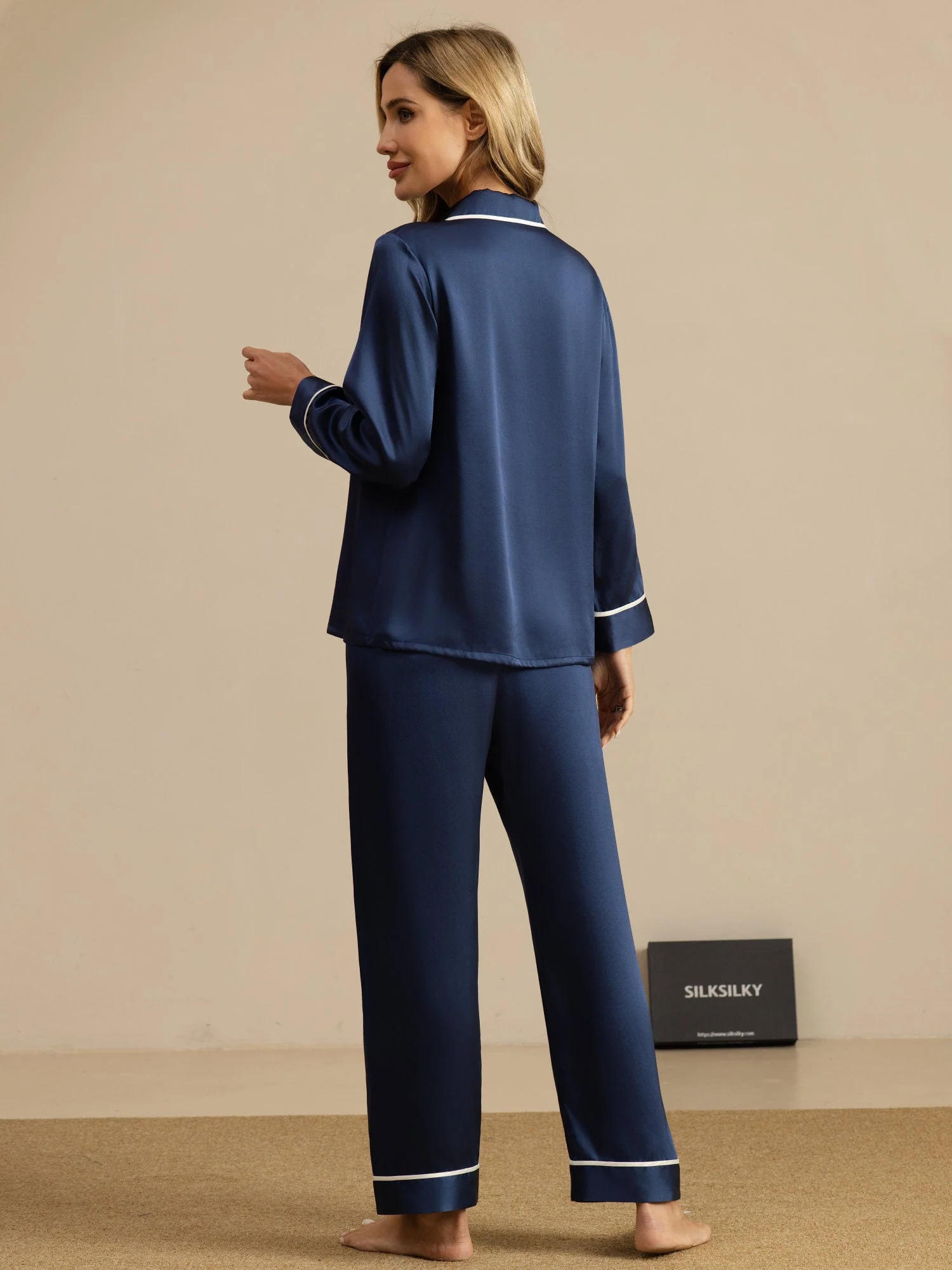 100% Mulberry Silk Classic Pajama Set - Image 36