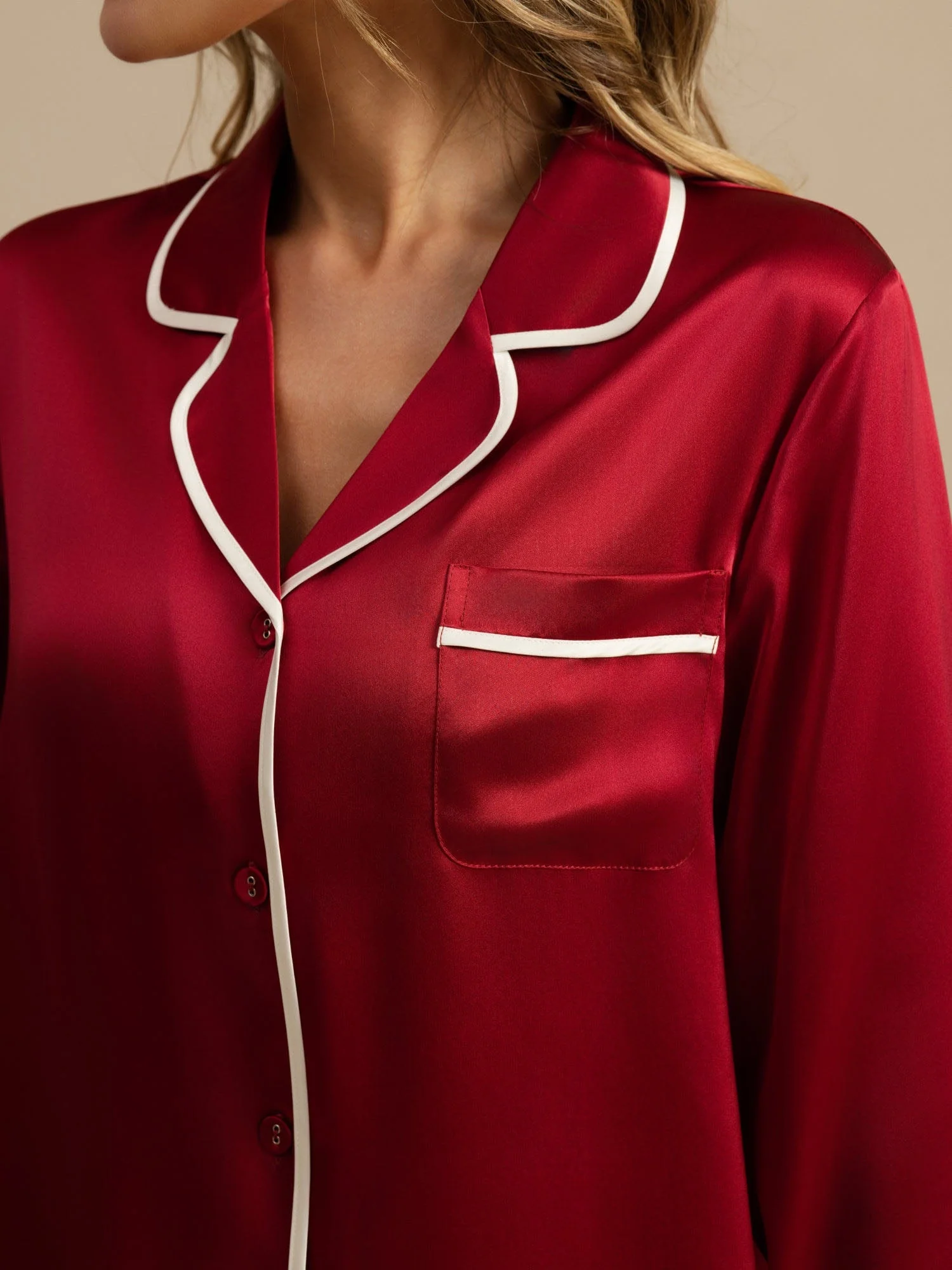 100% Mulberry Silk Classic Pajama Set - Image 45