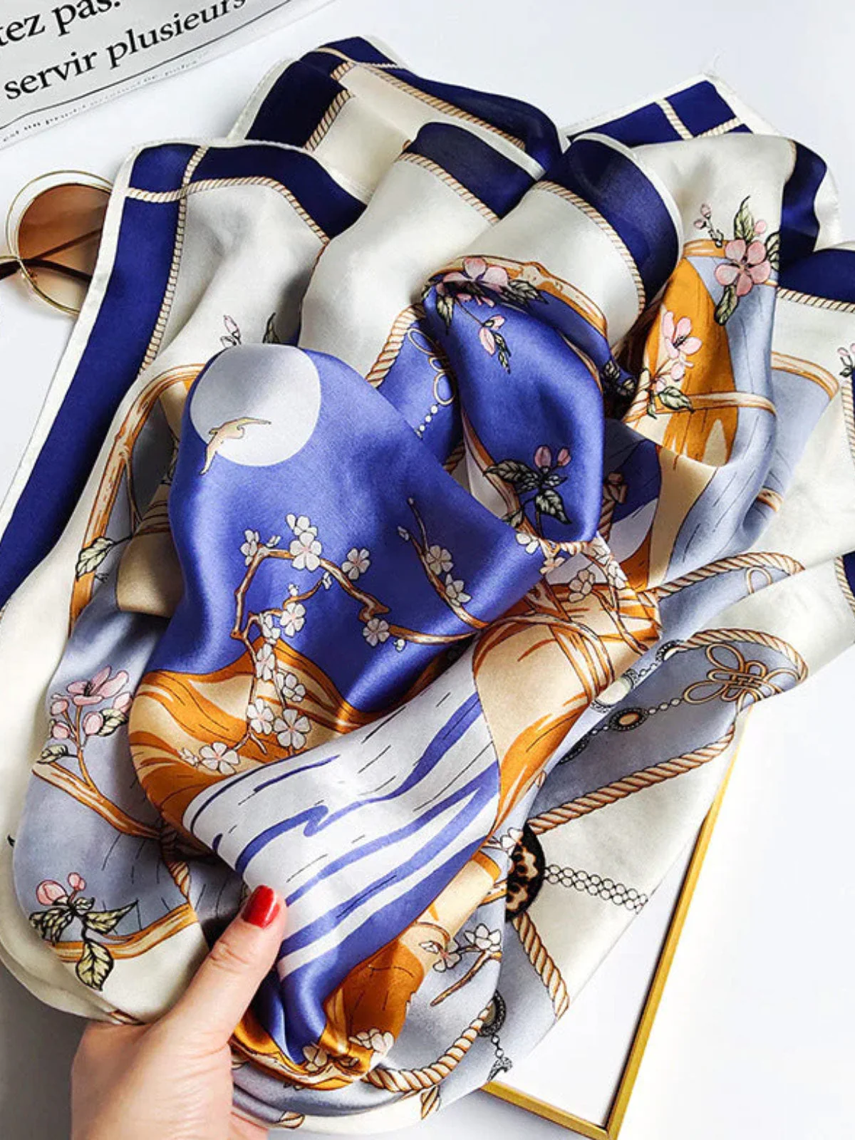 100% Mulberry Silk Printed Square Shawl Scarf 88*88cm - Image 22