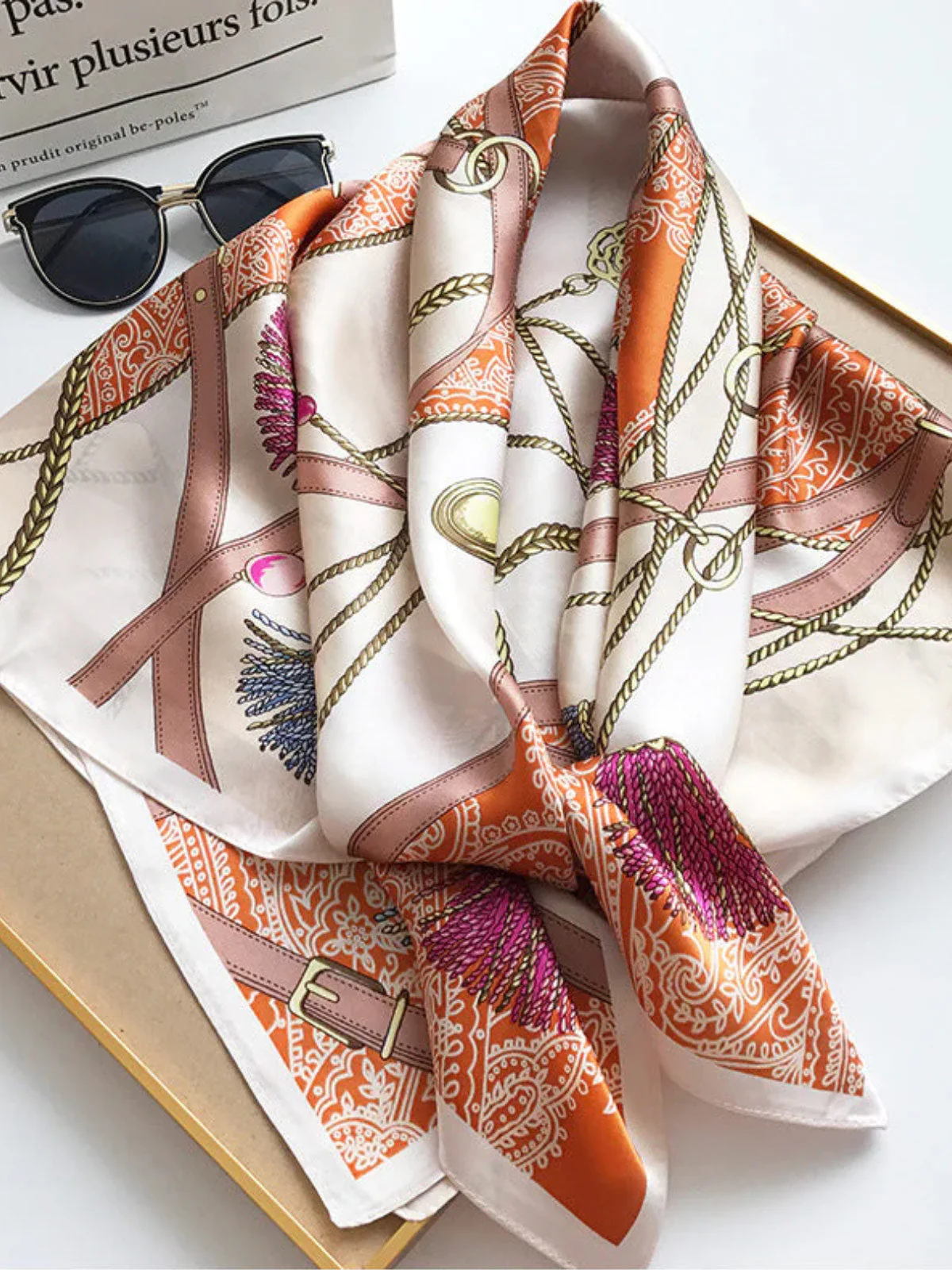 100% Mulberry Silk Printed Square Shawl Scarf 88*88cm - Image 26