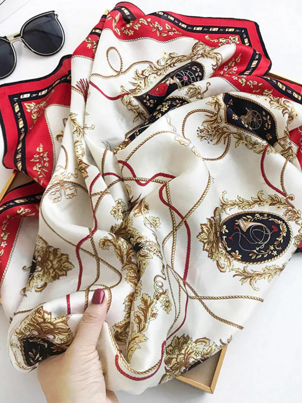 100% Mulberry Silk Printed Square Shawl Scarf 88*88cm - Image 45