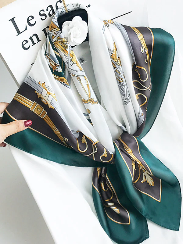 100% Mulberry Silk Printed Square Shawl Scarf 88*88cm - Image 47
