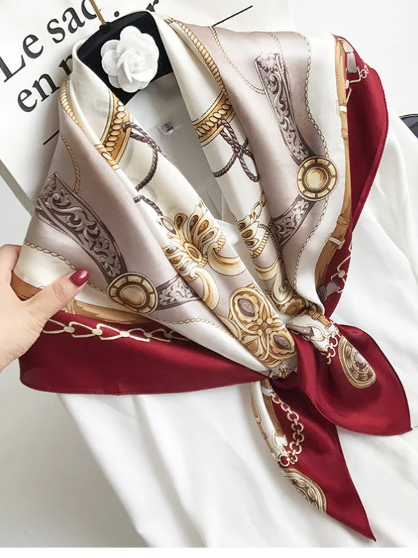 100% Mulberry Silk Printed Square Shawl Scarf 88*88cm - Image 20