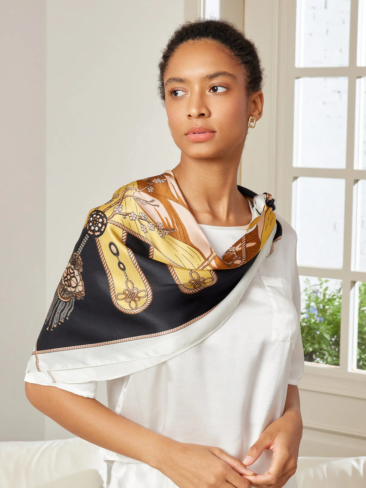 100% Mulberry Silk Printed Square Shawl Scarf 88*88cm - Image 38