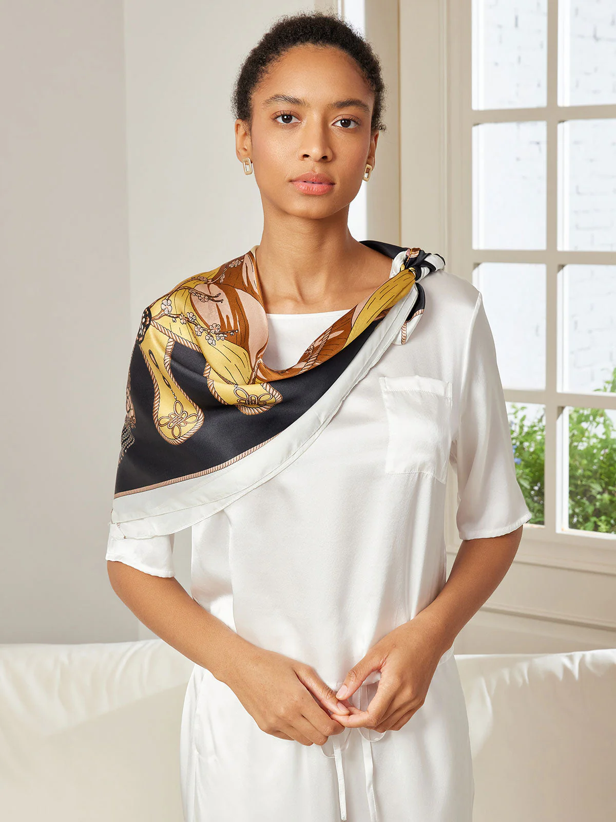 100% Mulberry Silk Printed Square Shawl Scarf 88*88cm - Image 39