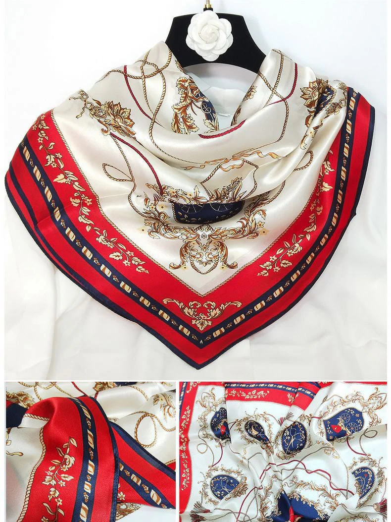 100% Mulberry Silk Printed Square Shawl Scarf 88*88cm - Image 44