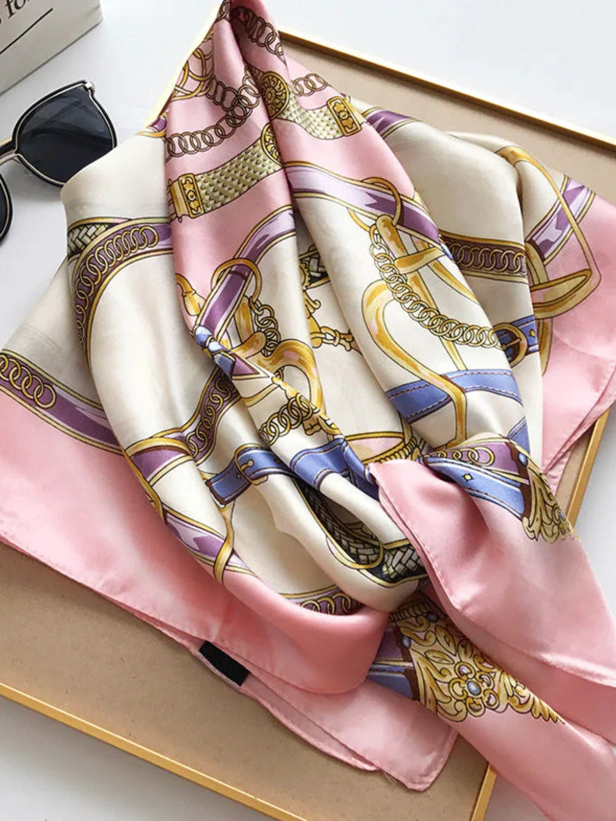 100% Mulberry Silk Printed Square Shawl Scarf 88*88cm - Image 9