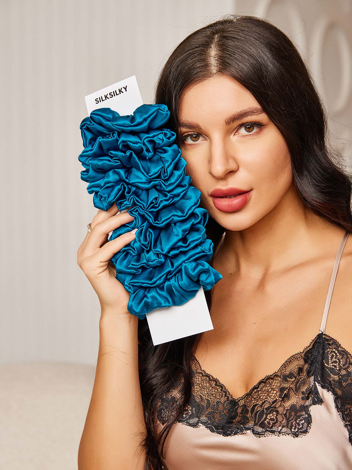 10Pcs Bundle Pure Silk Classic Hair Scrunchies - 2cm - Image 48