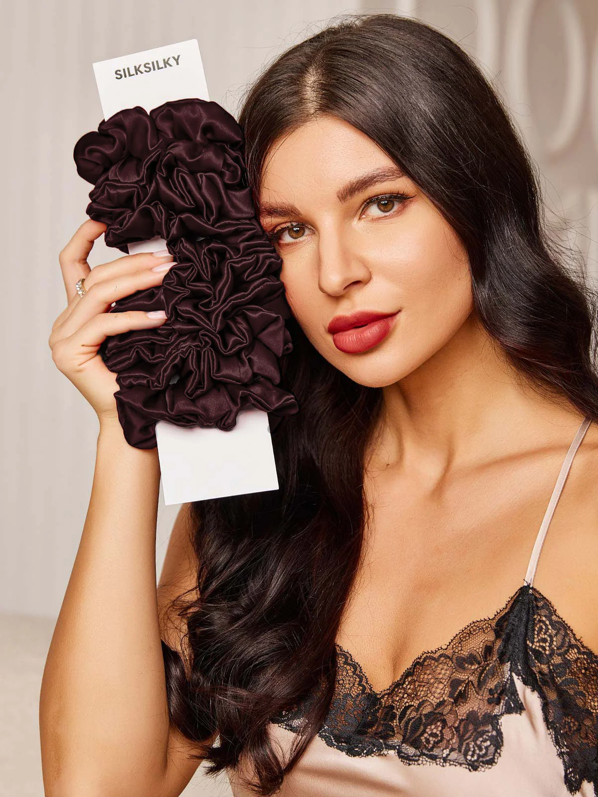 10Pcs Bundle Pure Silk Classic Hair Scrunchies - 2cm - Image 8