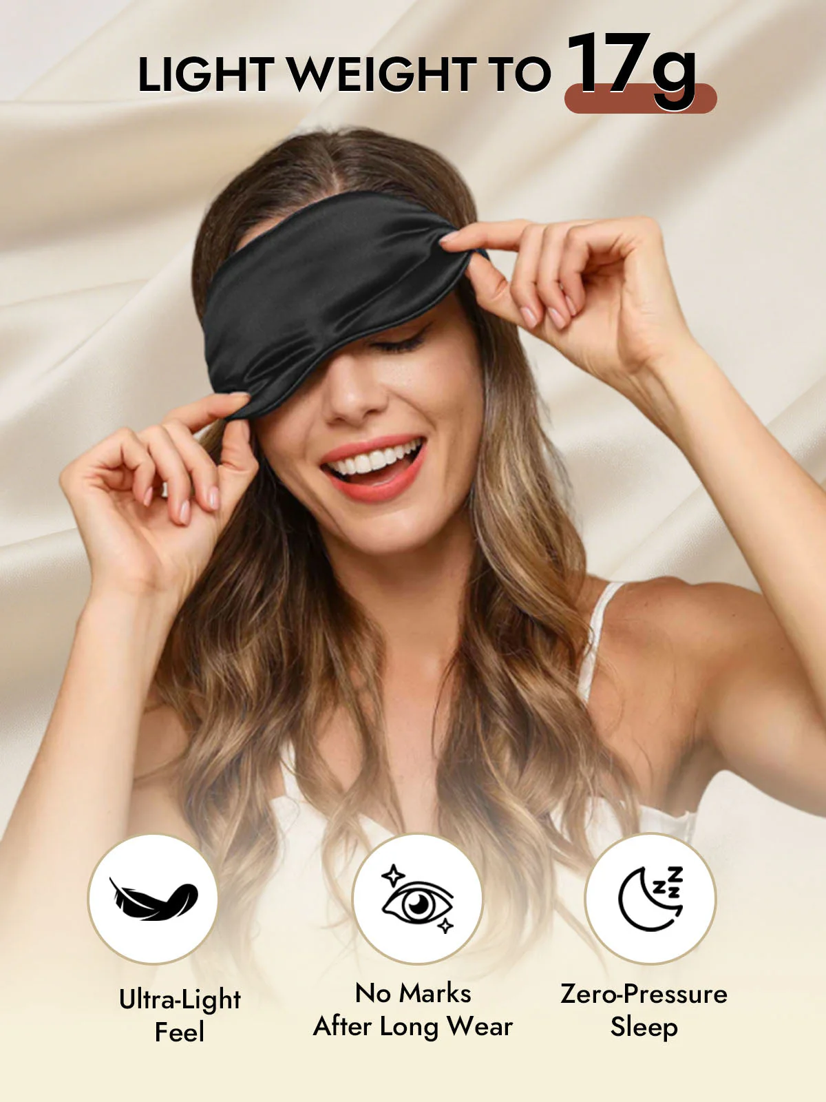 19 Momme Pure Silk Sleep Eye Mask with Elastic Band - Image 12