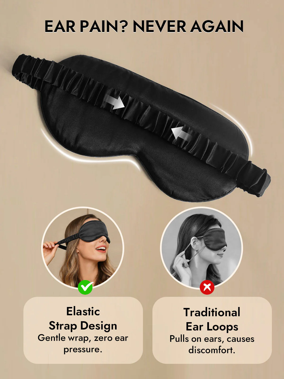 19 Momme Pure Silk Sleep Eye Mask with Elastic Band - Image 13