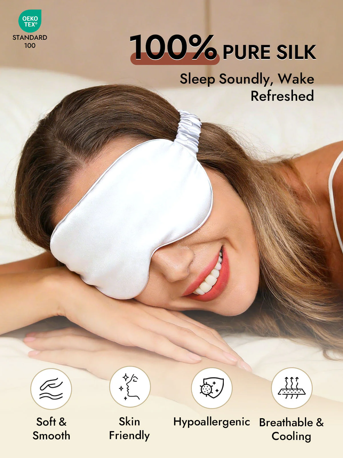 19 Momme Pure Silk Sleep Eye Mask with Elastic Band - Image 23