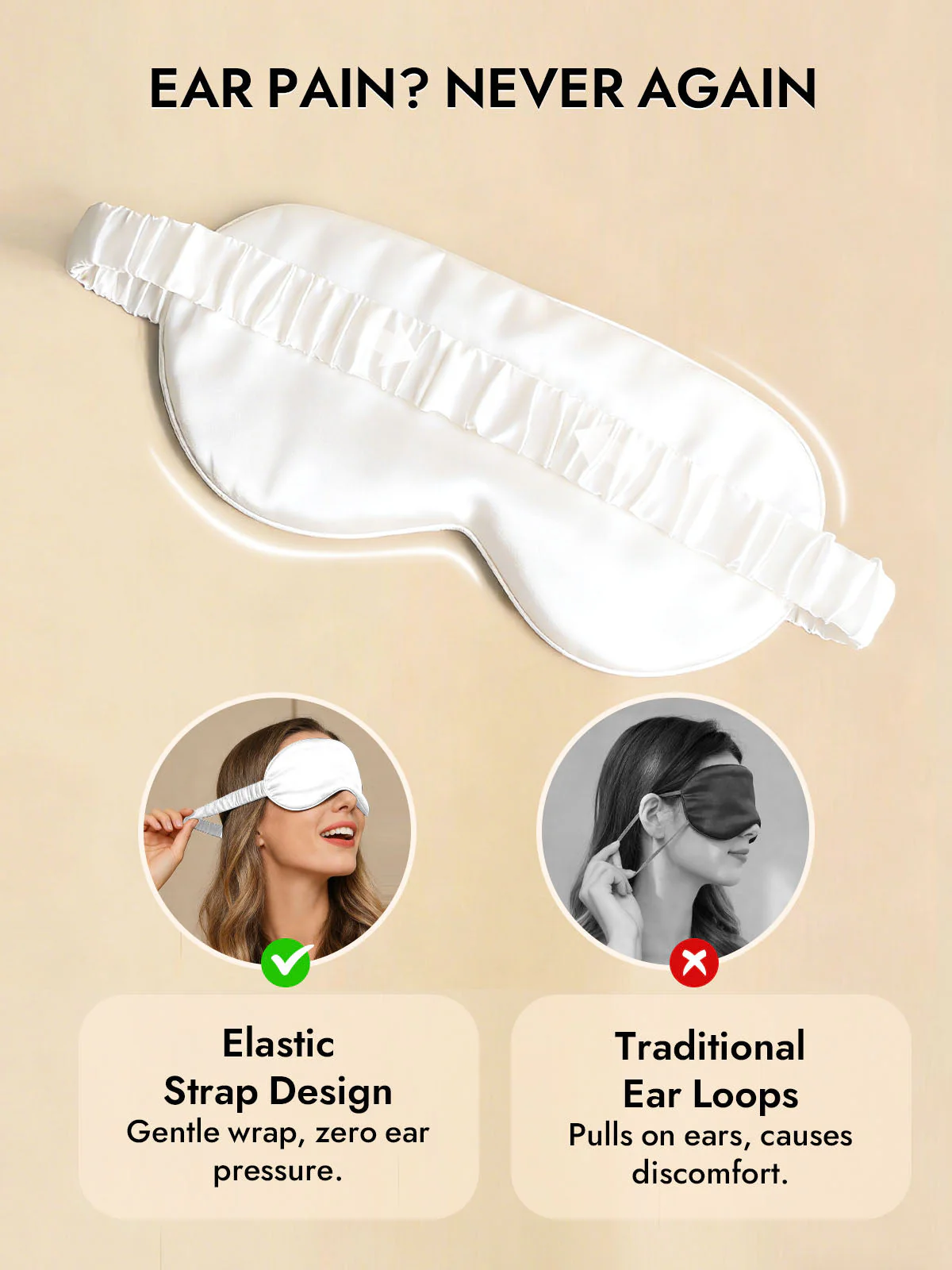 19 Momme Pure Silk Sleep Eye Mask with Elastic Band - Image 27