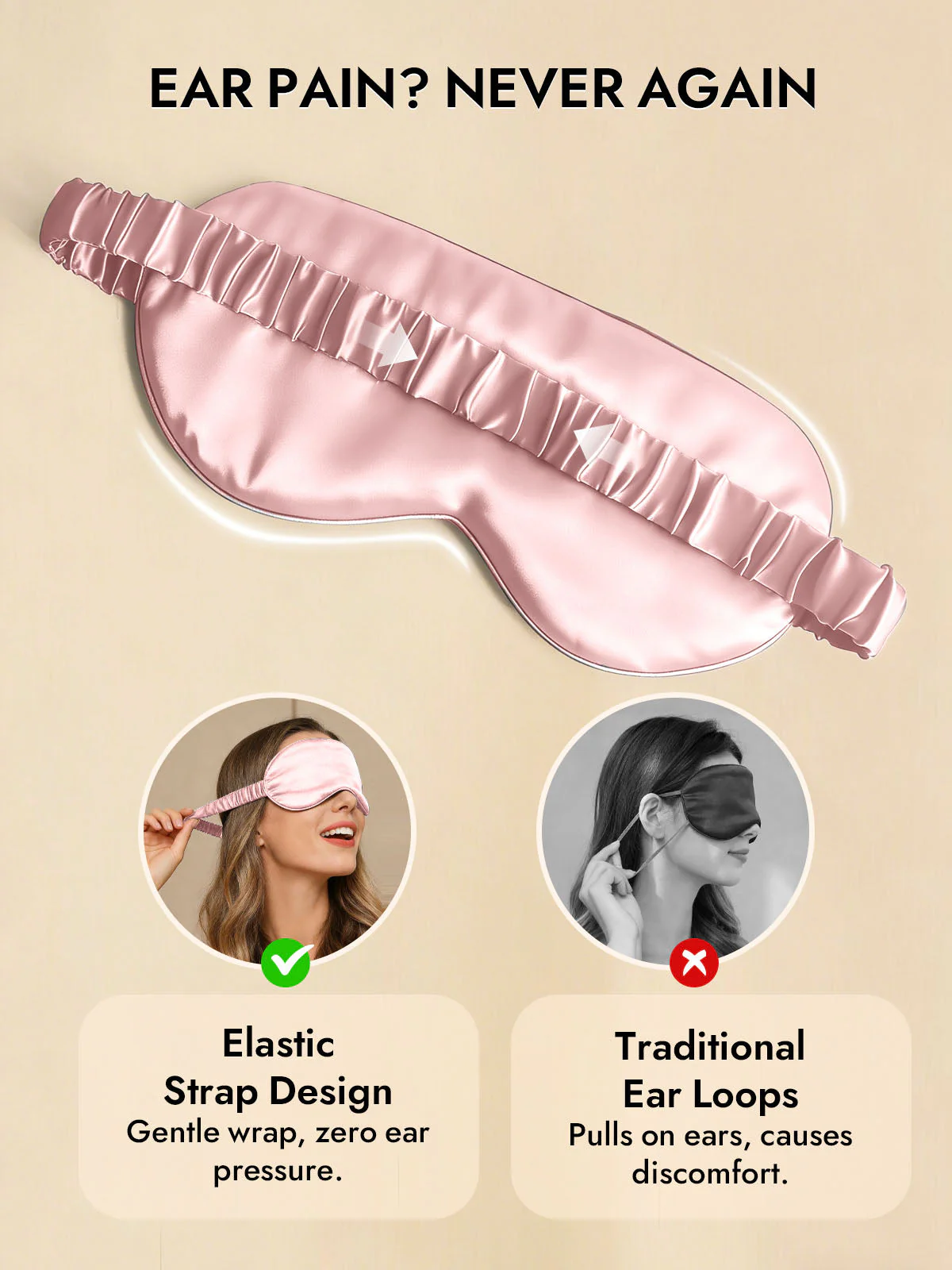 19 Momme Pure Silk Sleep Eye Mask with Elastic Band - Image 34
