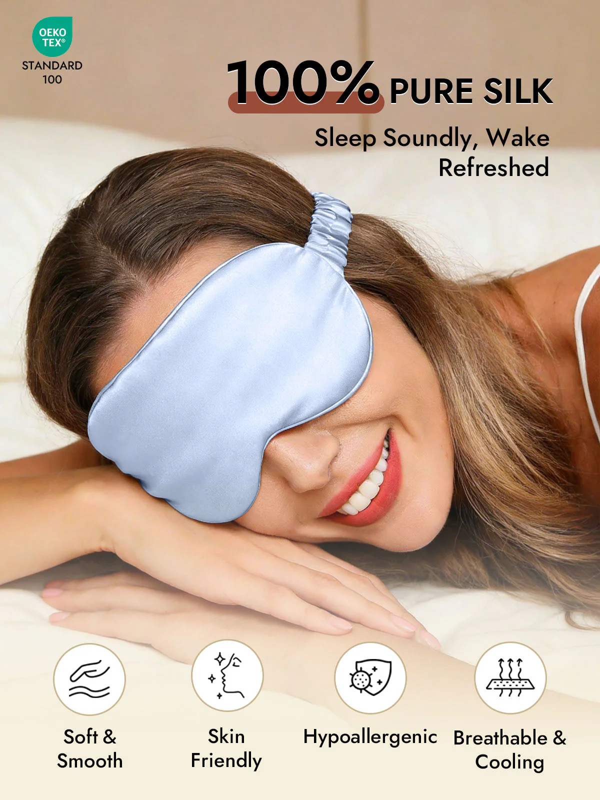 19 Momme Pure Silk Sleep Eye Mask with Elastic Band - Image 37