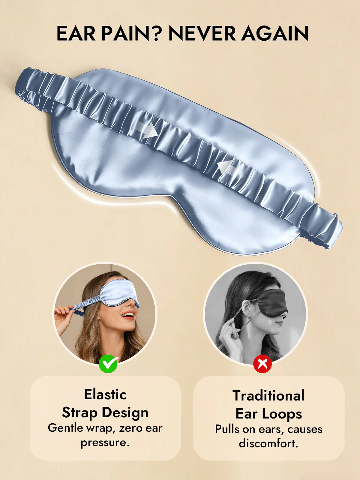 19 Momme Pure Silk Sleep Eye Mask with Elastic Band - Image 41