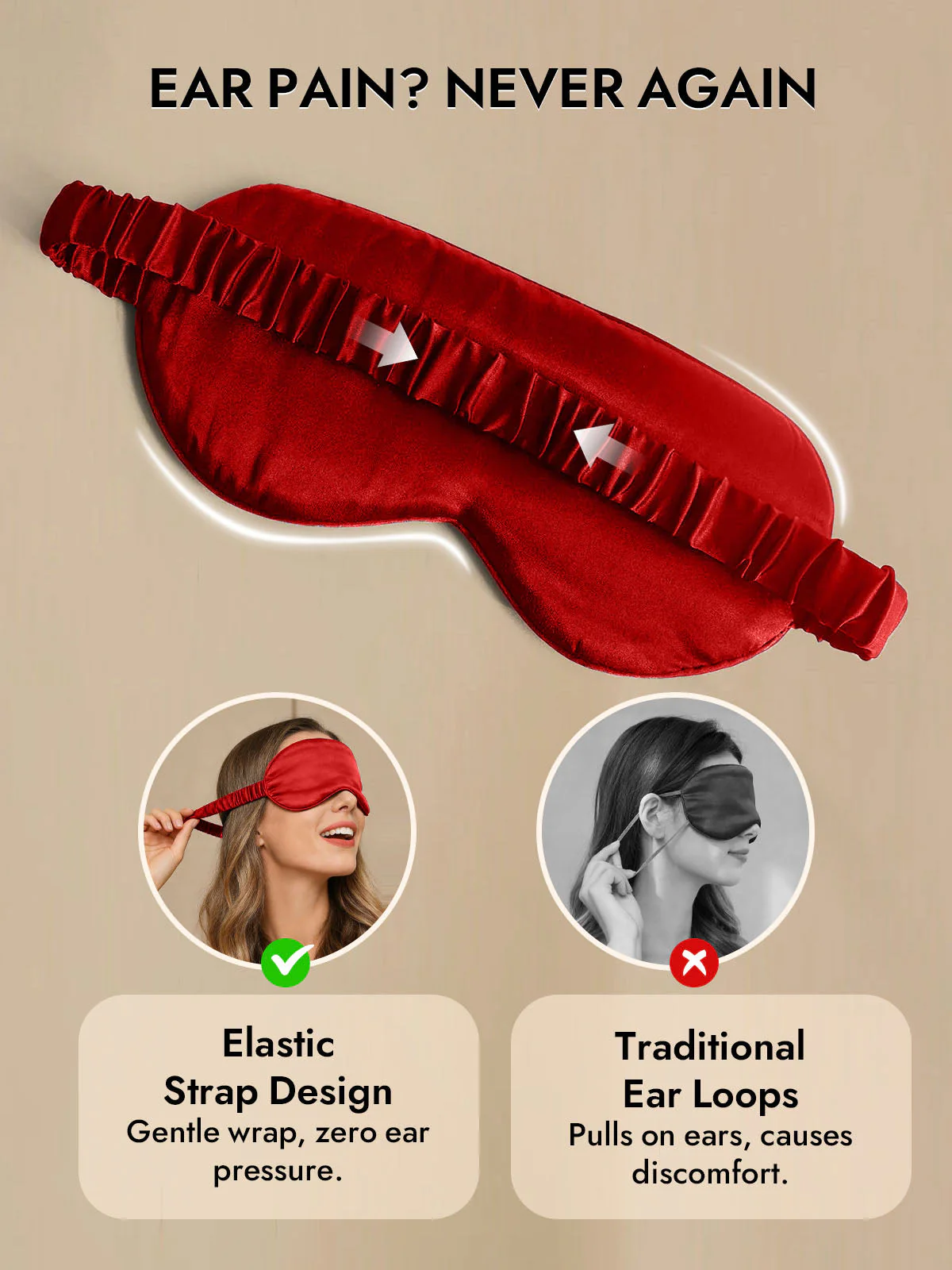 19 Momme Pure Silk Sleep Eye Mask with Elastic Band - Image 48