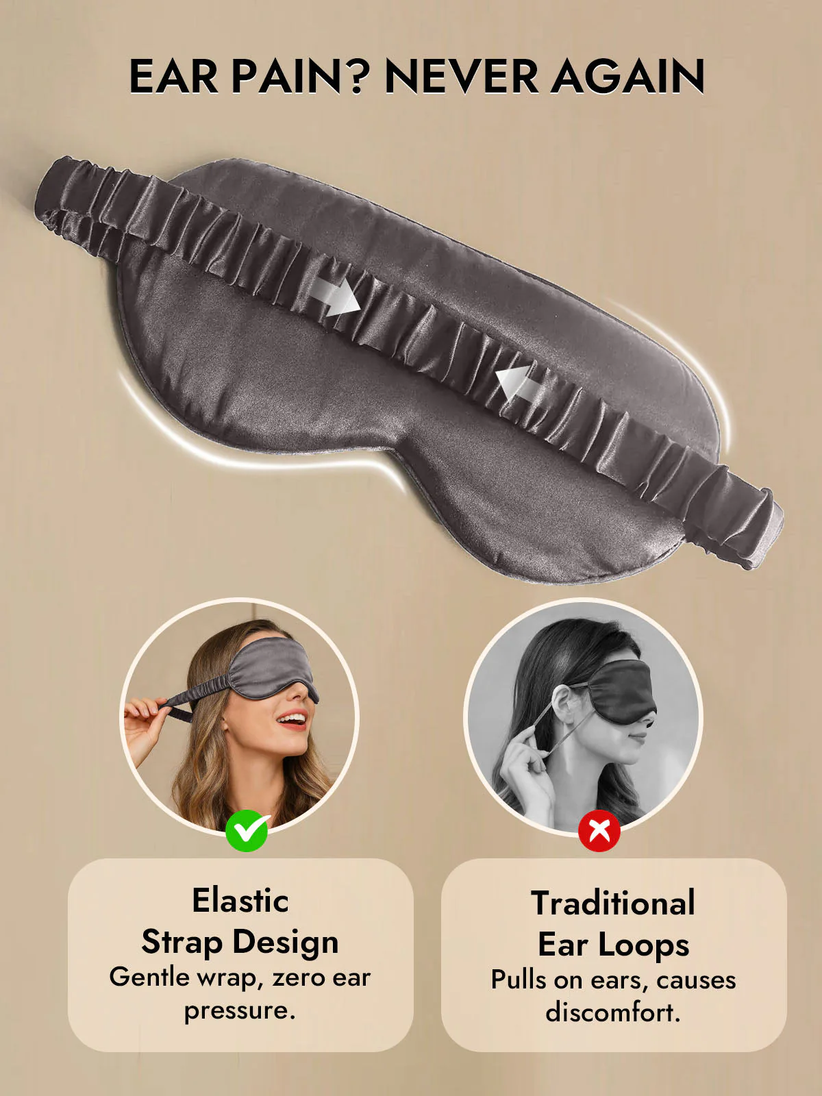 19 Momme Pure Silk Sleep Eye Mask with Elastic Band - Image 55