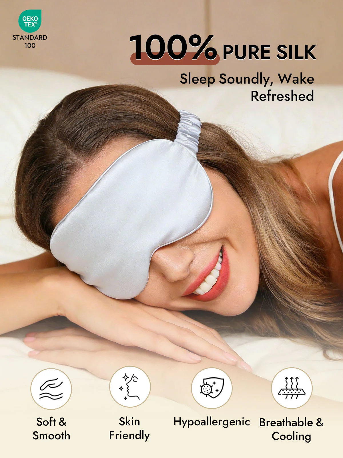 19 Momme Pure Silk Sleep Eye Mask with Elastic Band - Image 58