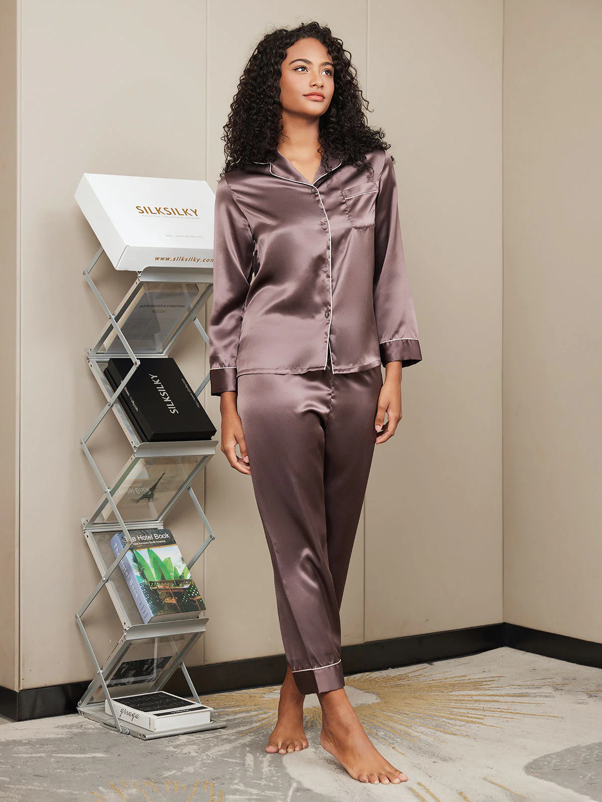 Pure Silk Long Sleeve Button Up Women's Pyjamas Set - Image 26