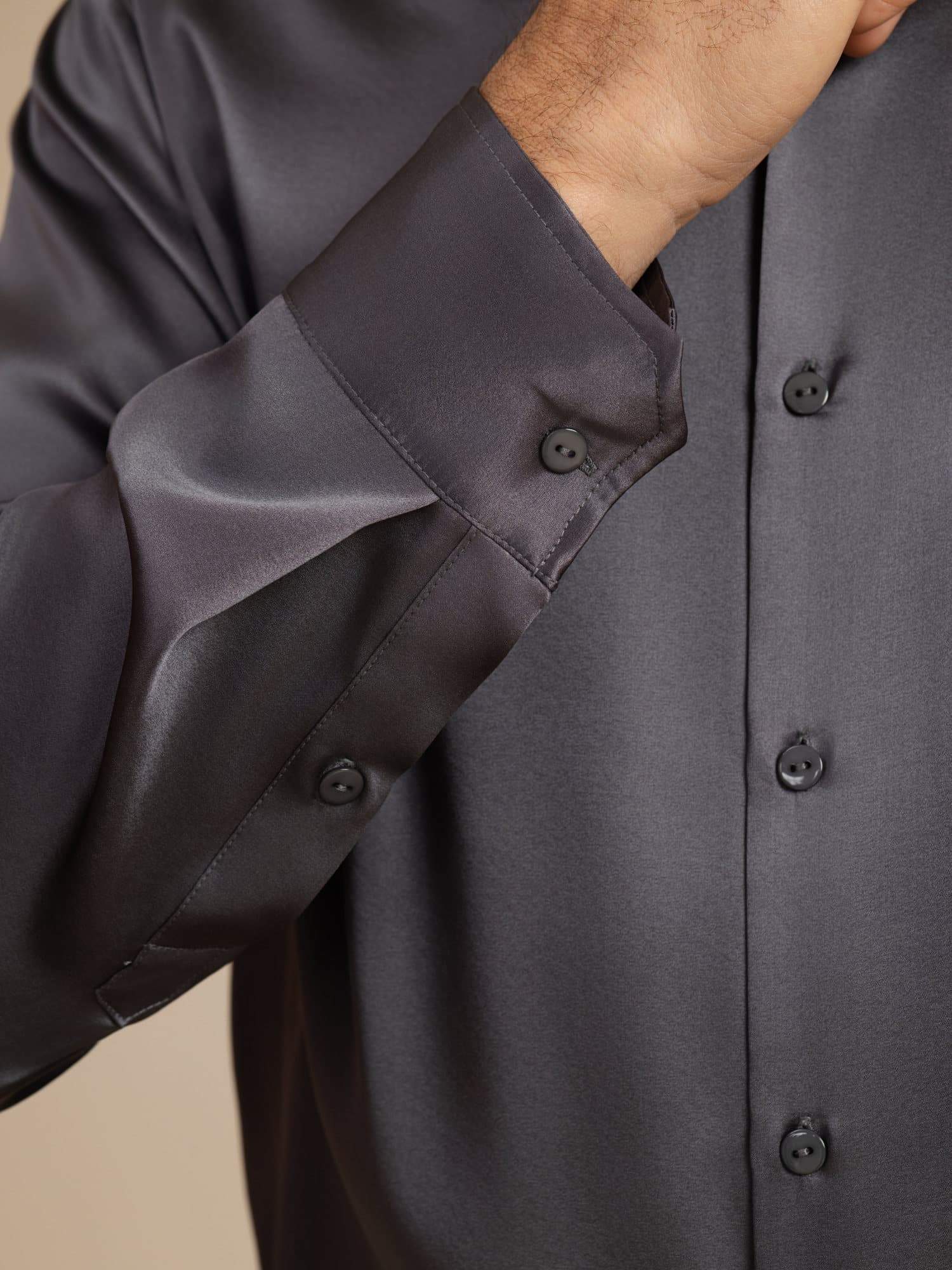 19Momme Silk Men's Long Sleeve Lapel Collar Classic Business Shirt - Image 23
