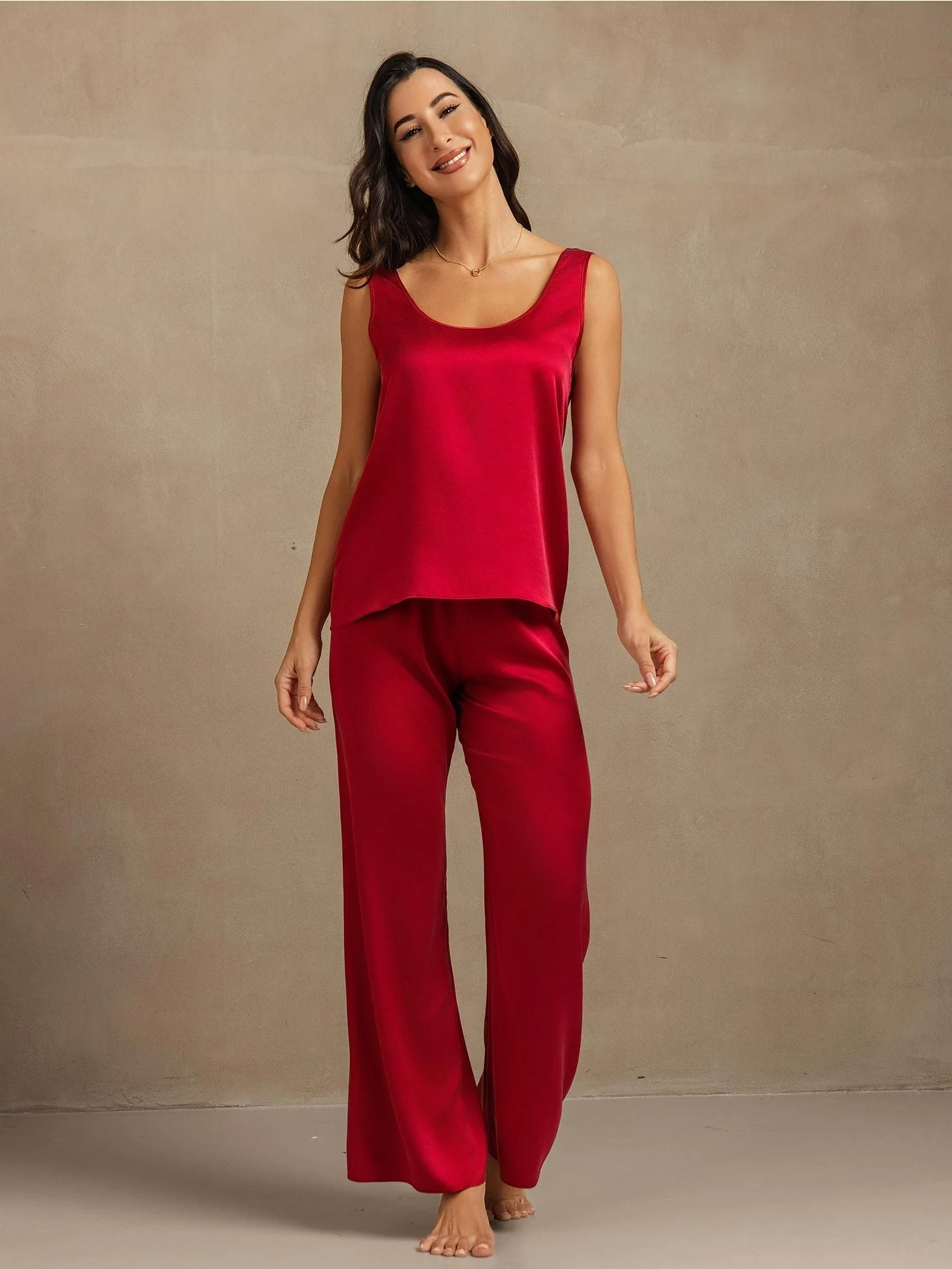 19Momme Washable Silk Tank Top & Wide Leg Pants Set - Image 20