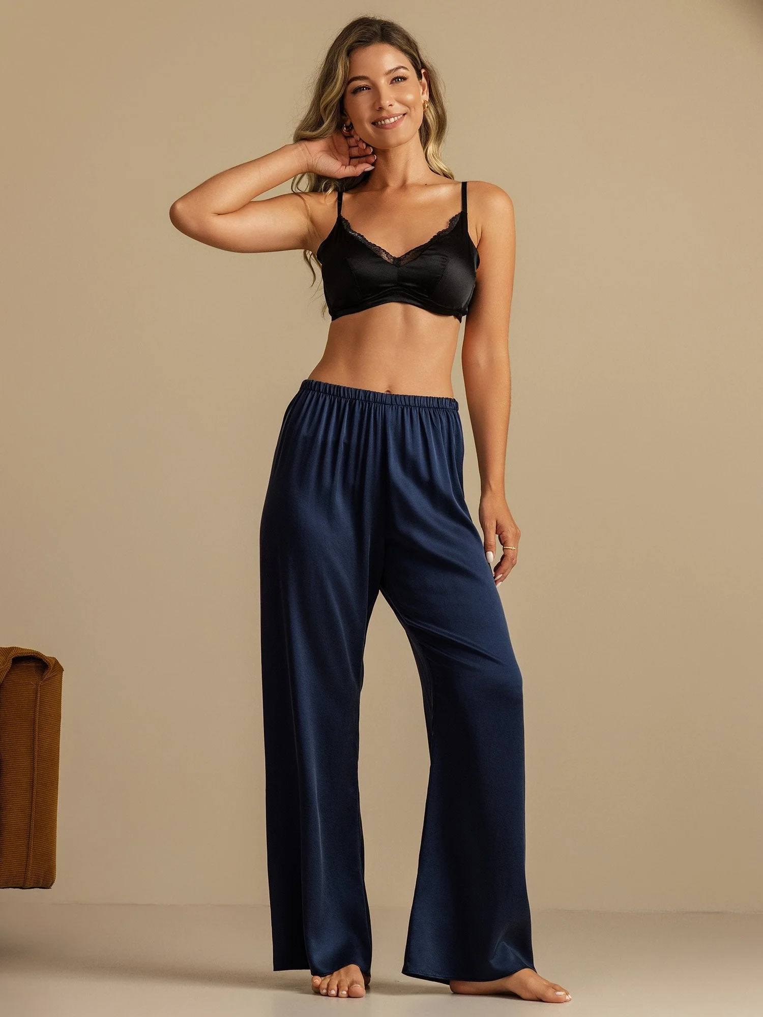 19Momme Washable Silk Wide Leg Women's Sleep Pants with Elastic Waist - Image 15