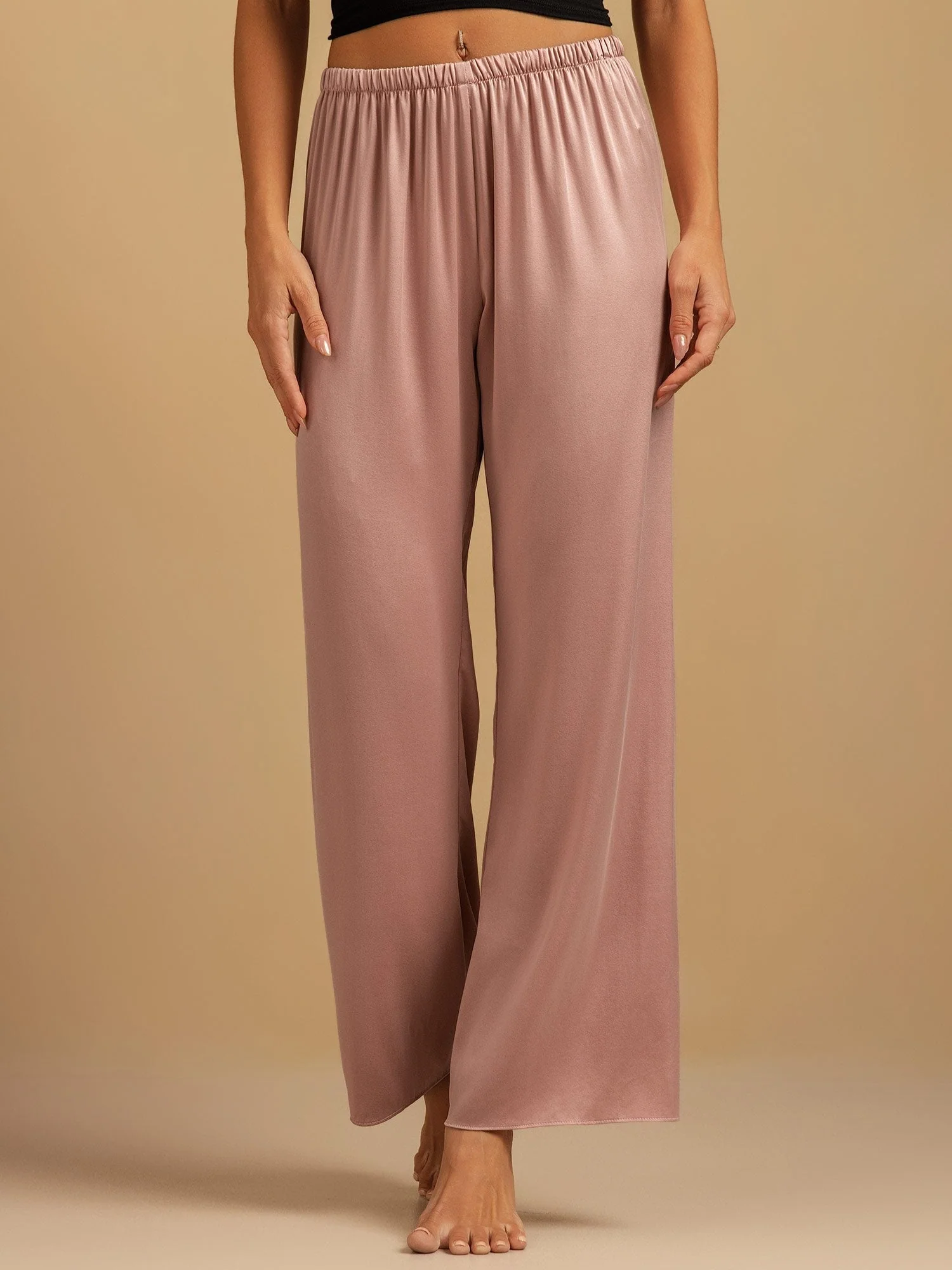 19Momme Washable Silk Wide Leg Women's Sleep Pants with Elastic Waist - Image 18