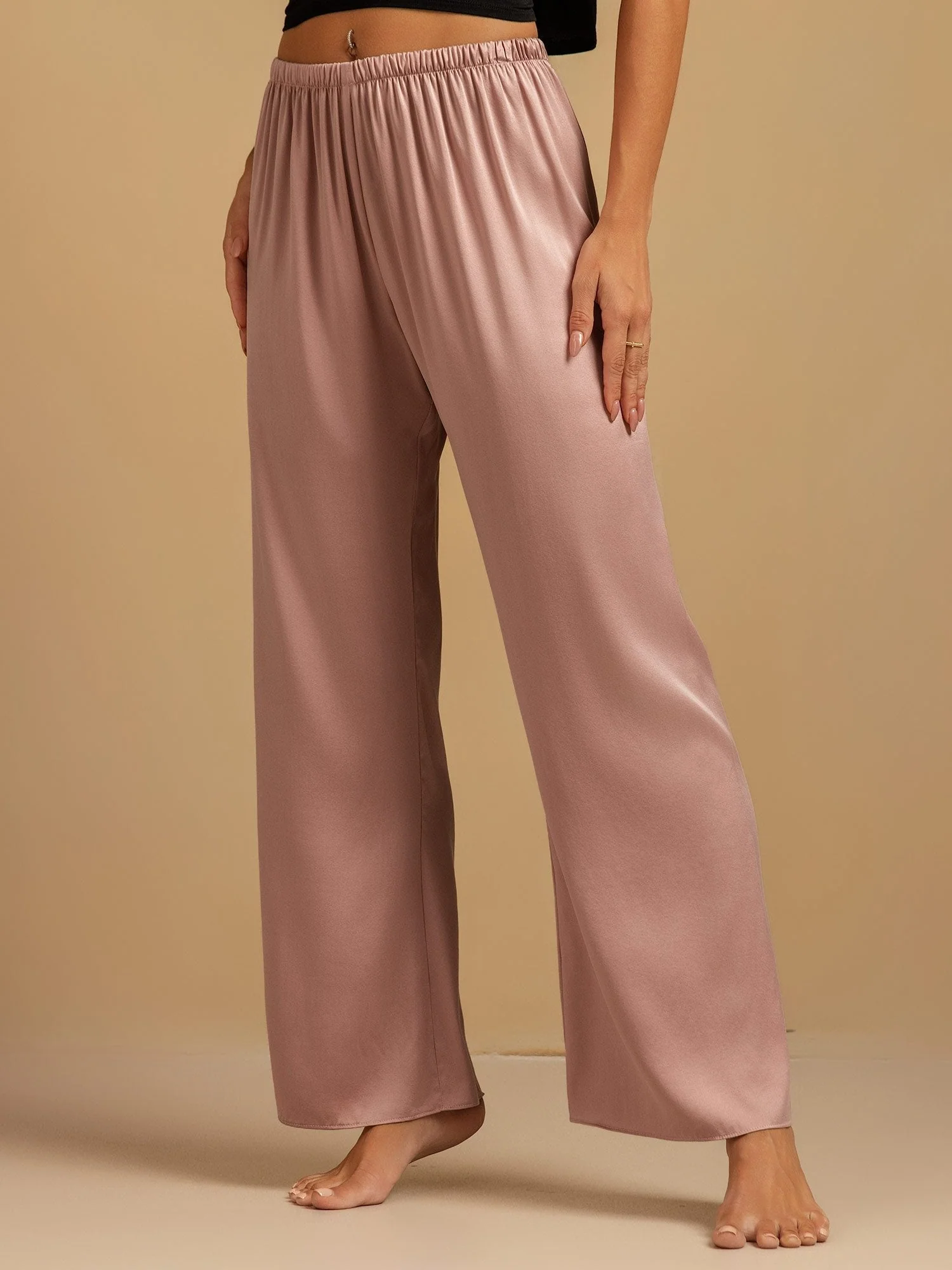 19Momme Washable Silk Wide Leg Women's Sleep Pants with Elastic Waist - Image 21