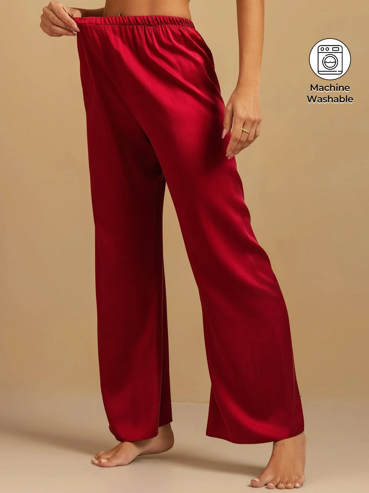 19Momme Washable Silk Wide Leg Women's Sleep Pants with Elastic Waist - Image 23