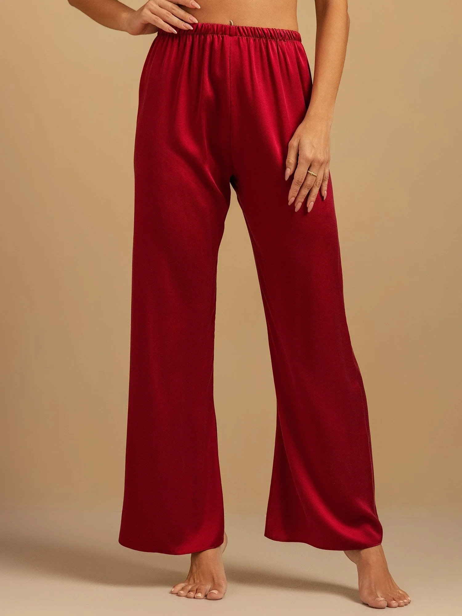 19Momme Washable Silk Wide Leg Women's Sleep Pants with Elastic Waist - Image 25
