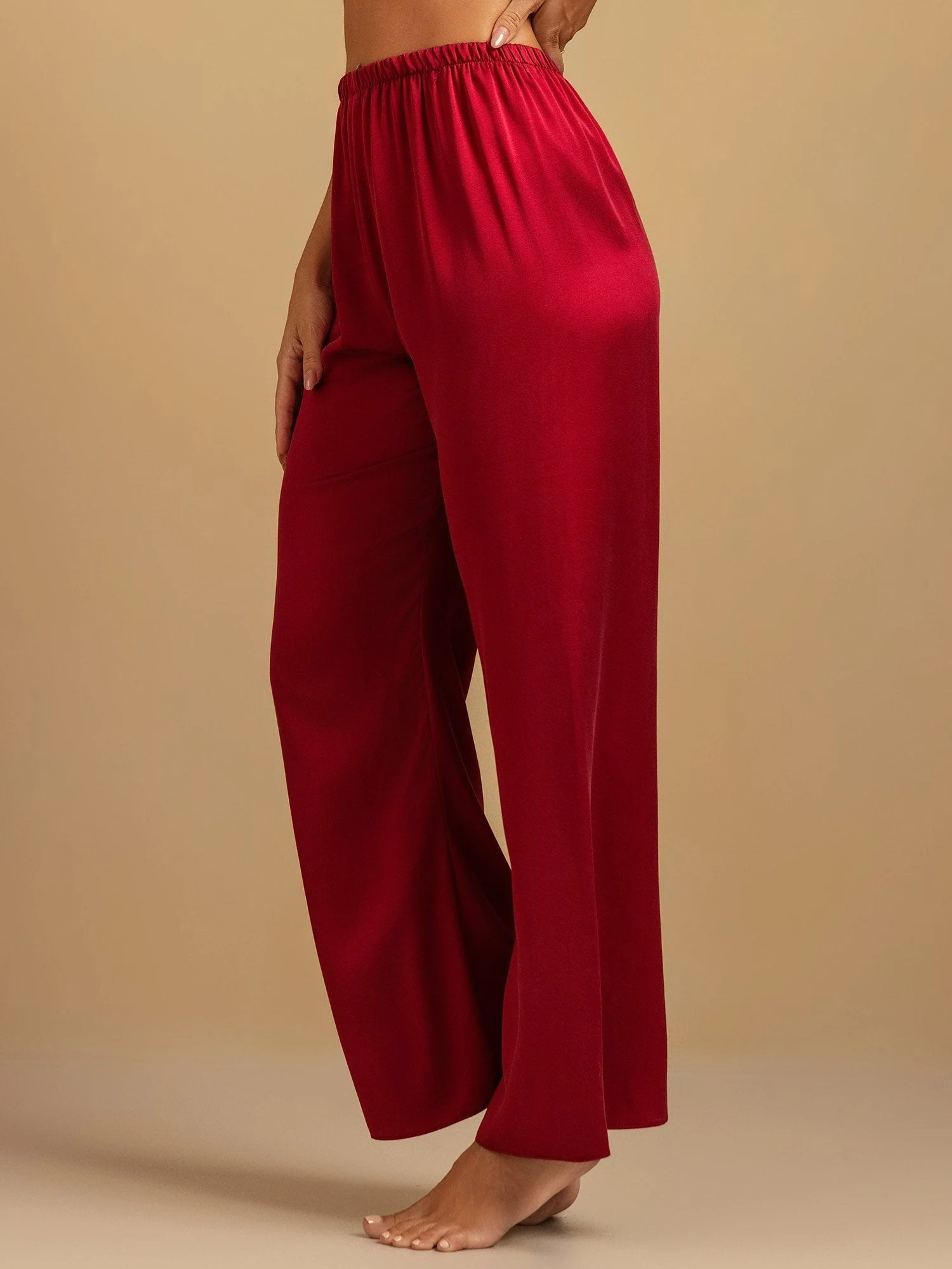 19Momme Washable Silk Wide Leg Women's Sleep Pants with Elastic Waist - Image 28
