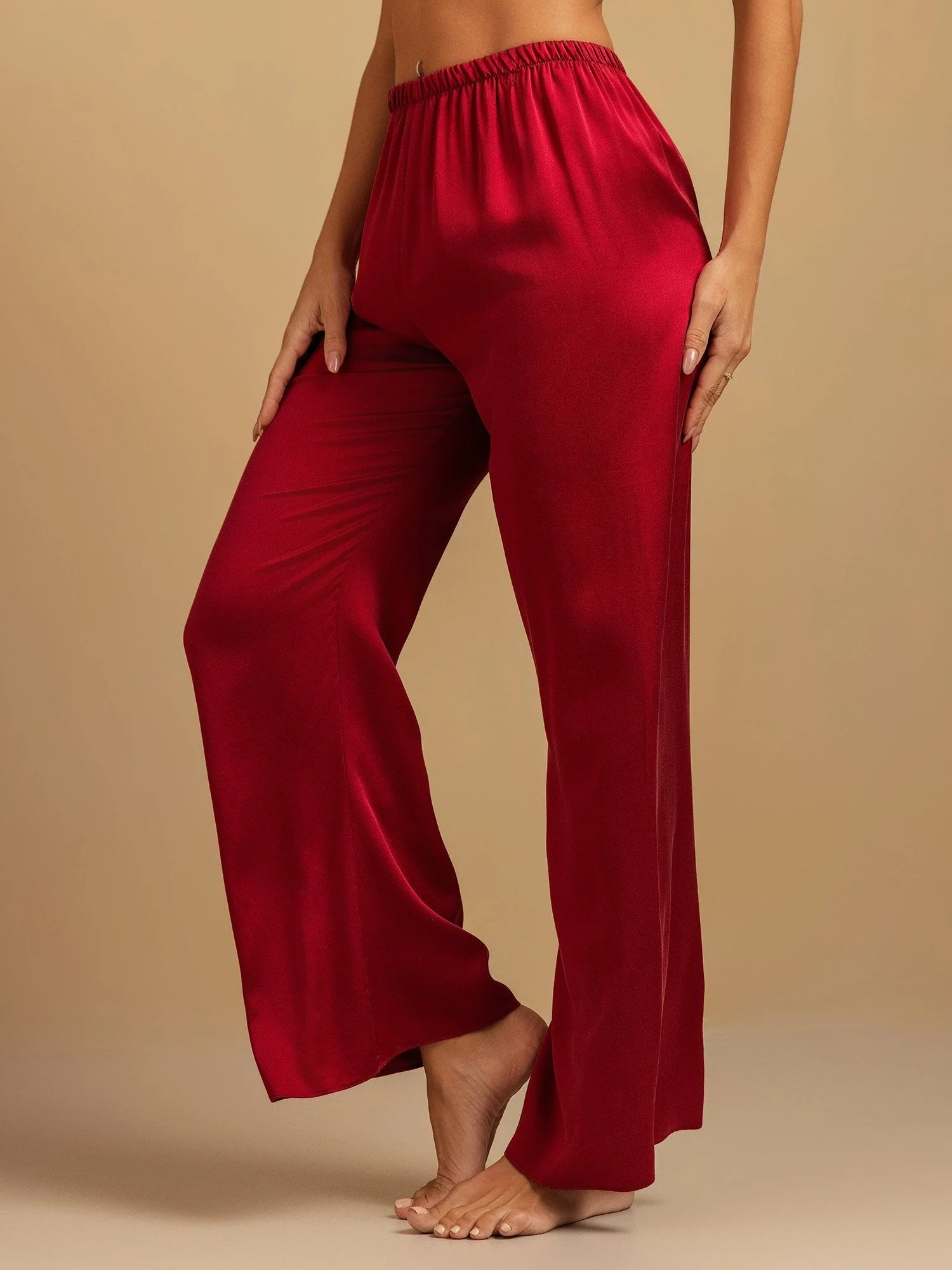 19Momme Washable Silk Wide Leg Women's Sleep Pants with Elastic Waist - Image 29