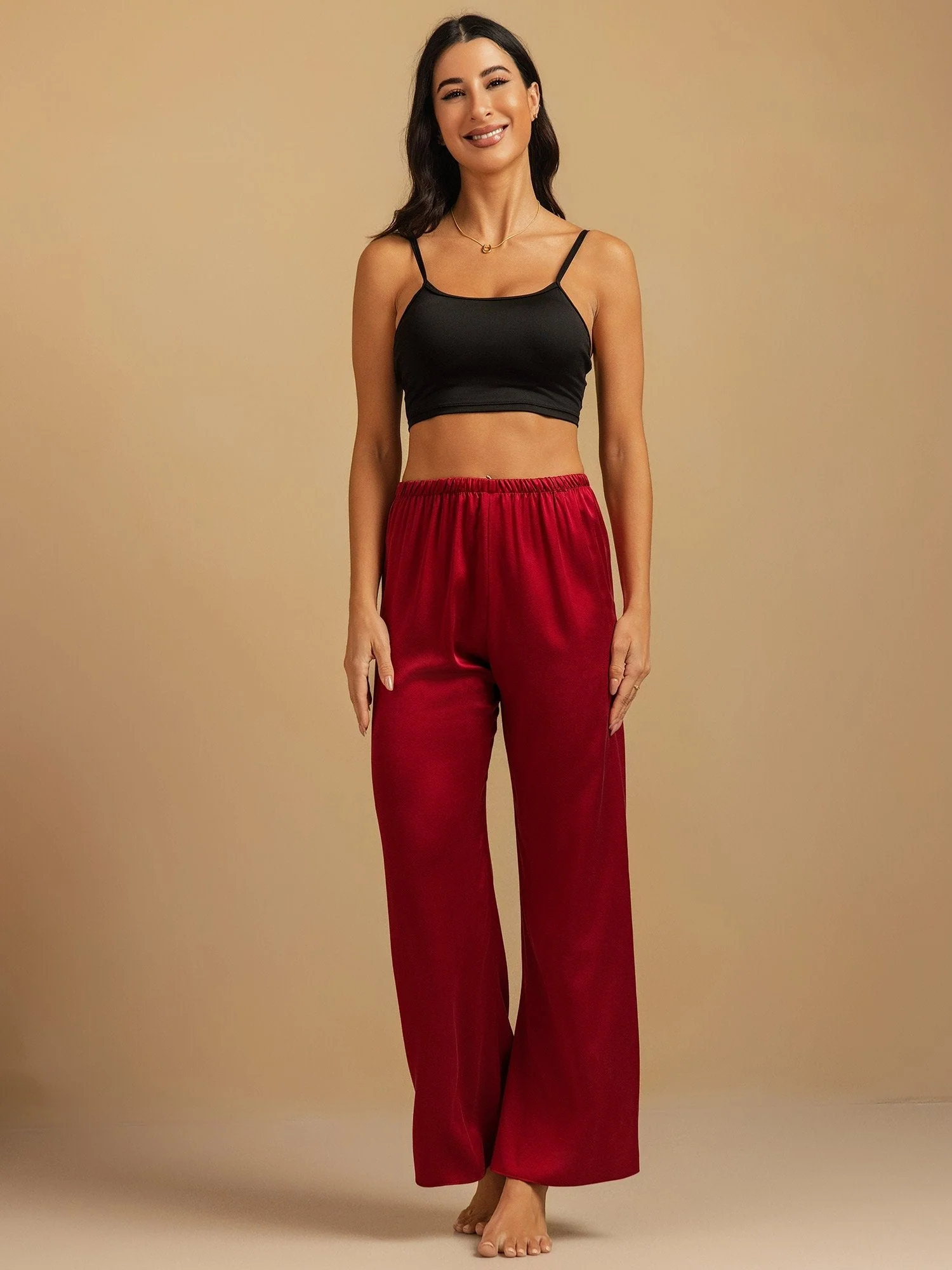 19Momme Washable Silk Wide Leg Women's Sleep Pants with Elastic Waist - Image 30
