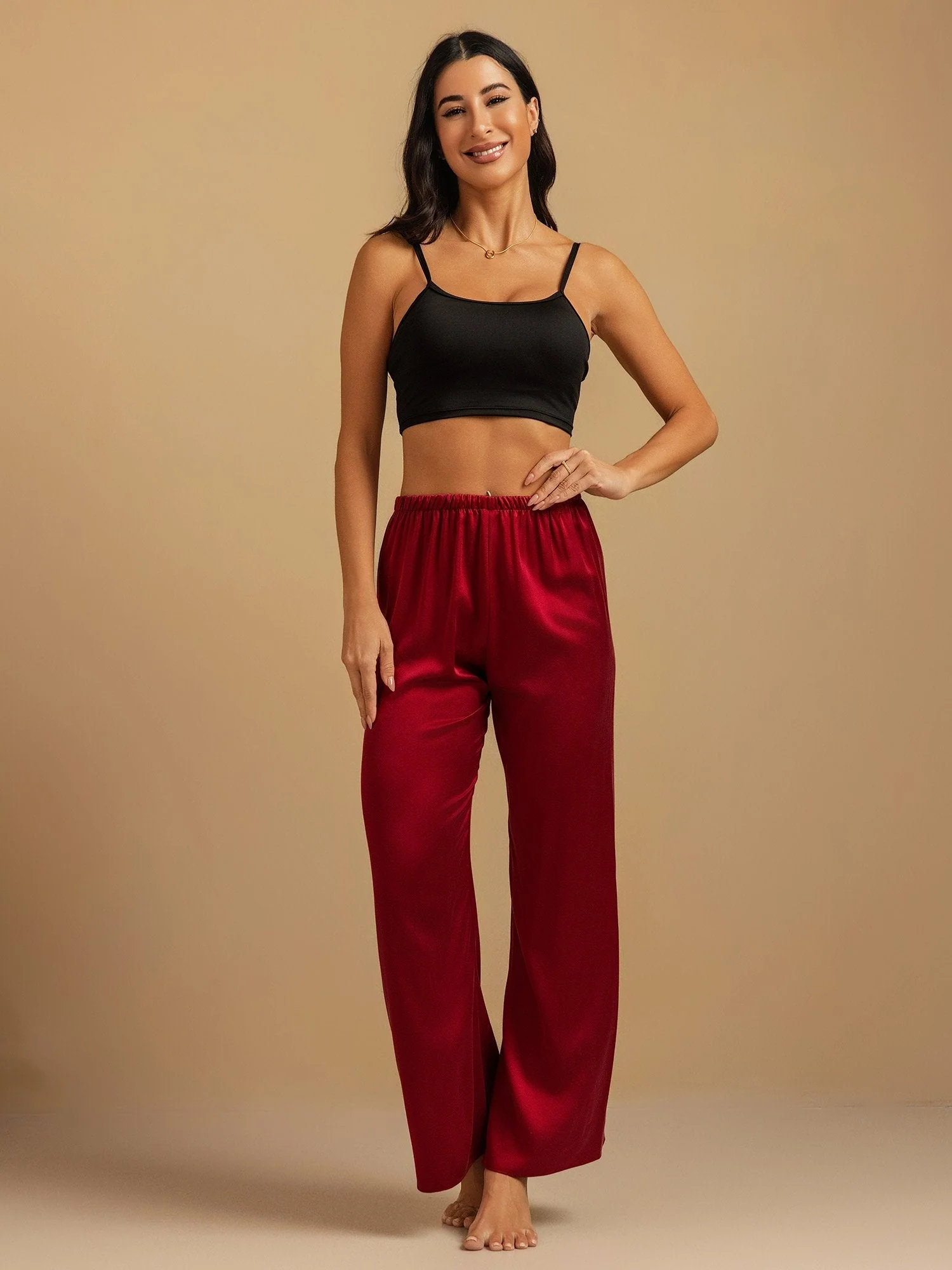 19Momme Washable Silk Wide Leg Women's Sleep Pants with Elastic Waist - Image 31