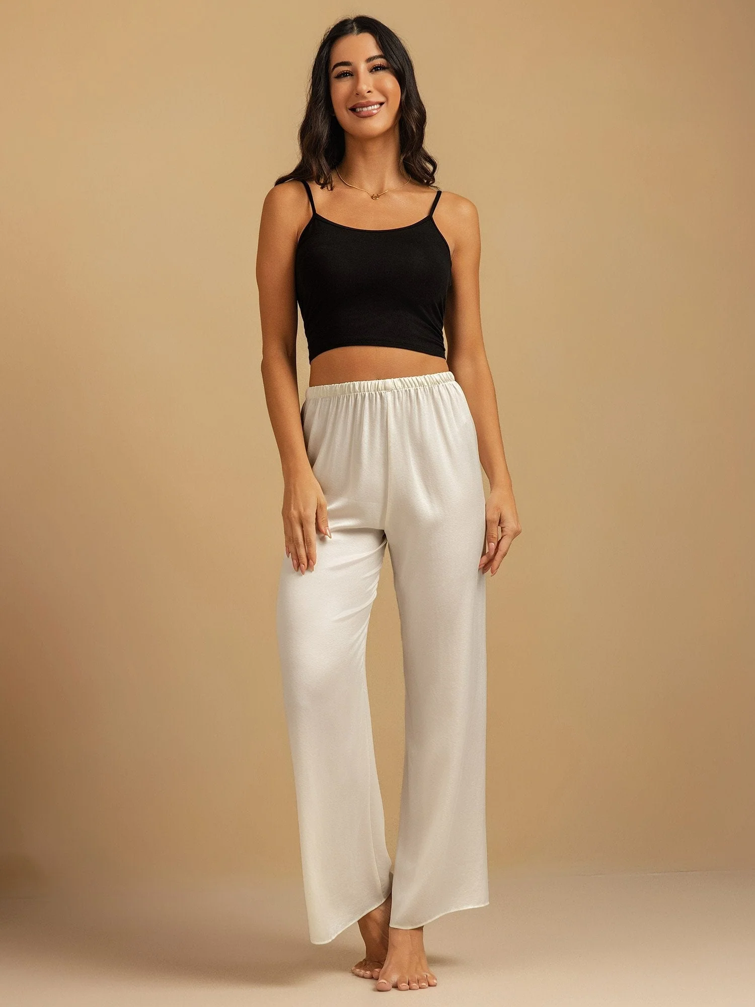19Momme Washable Silk Wide Leg Women's Sleep Pants with Elastic Waist - Image 37