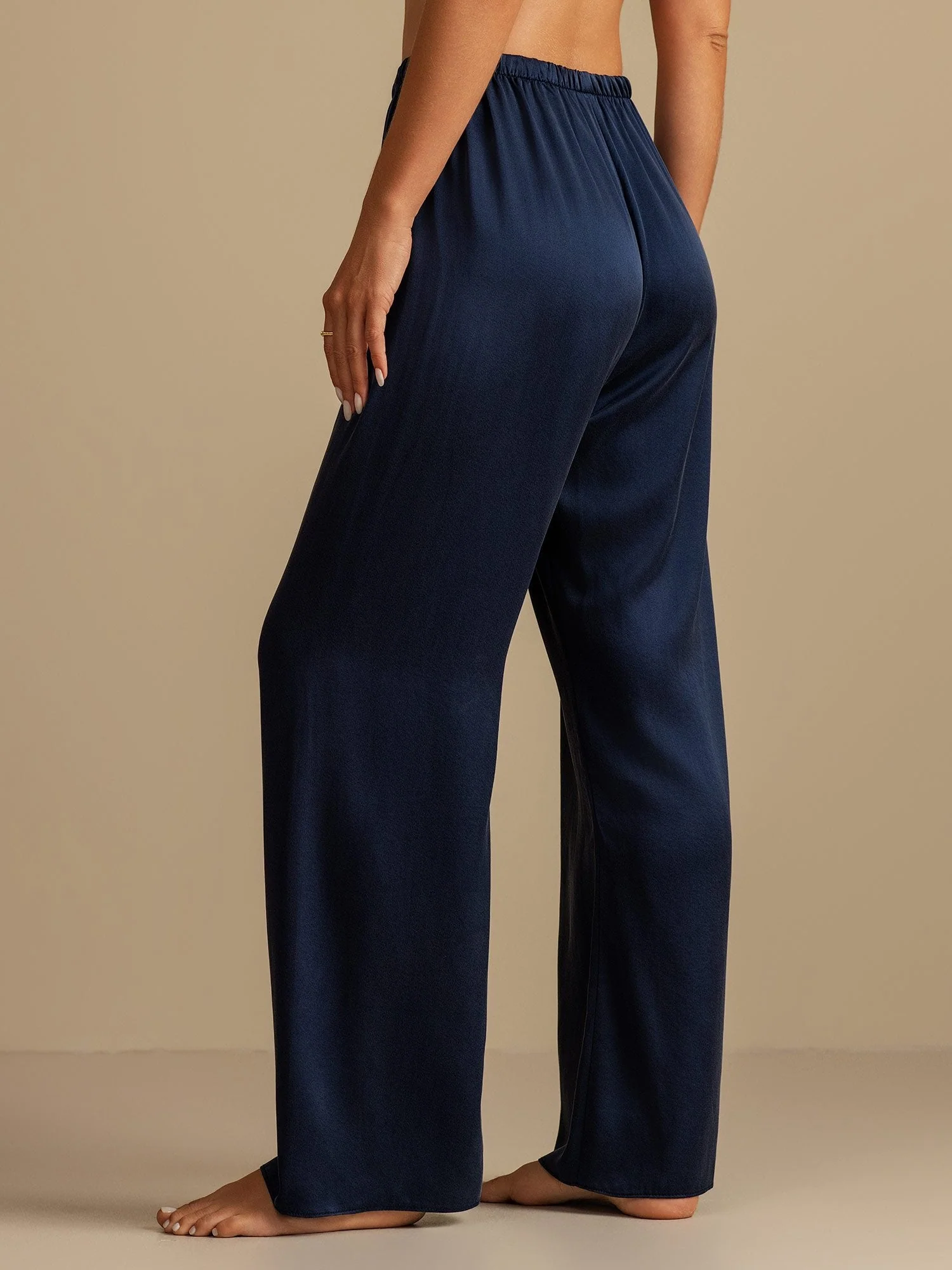 19Momme Washable Silk Wide Leg Women's Sleep Pants with Elastic Waist - Image 9