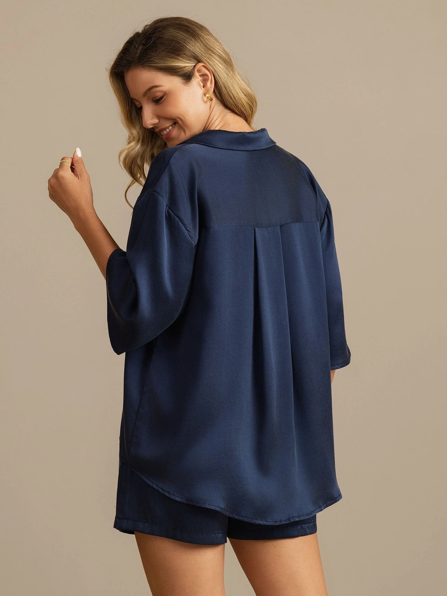 19Momme Women's Washable Silk Notch Collar Pyjamas Set with Side Pockets - Image 24