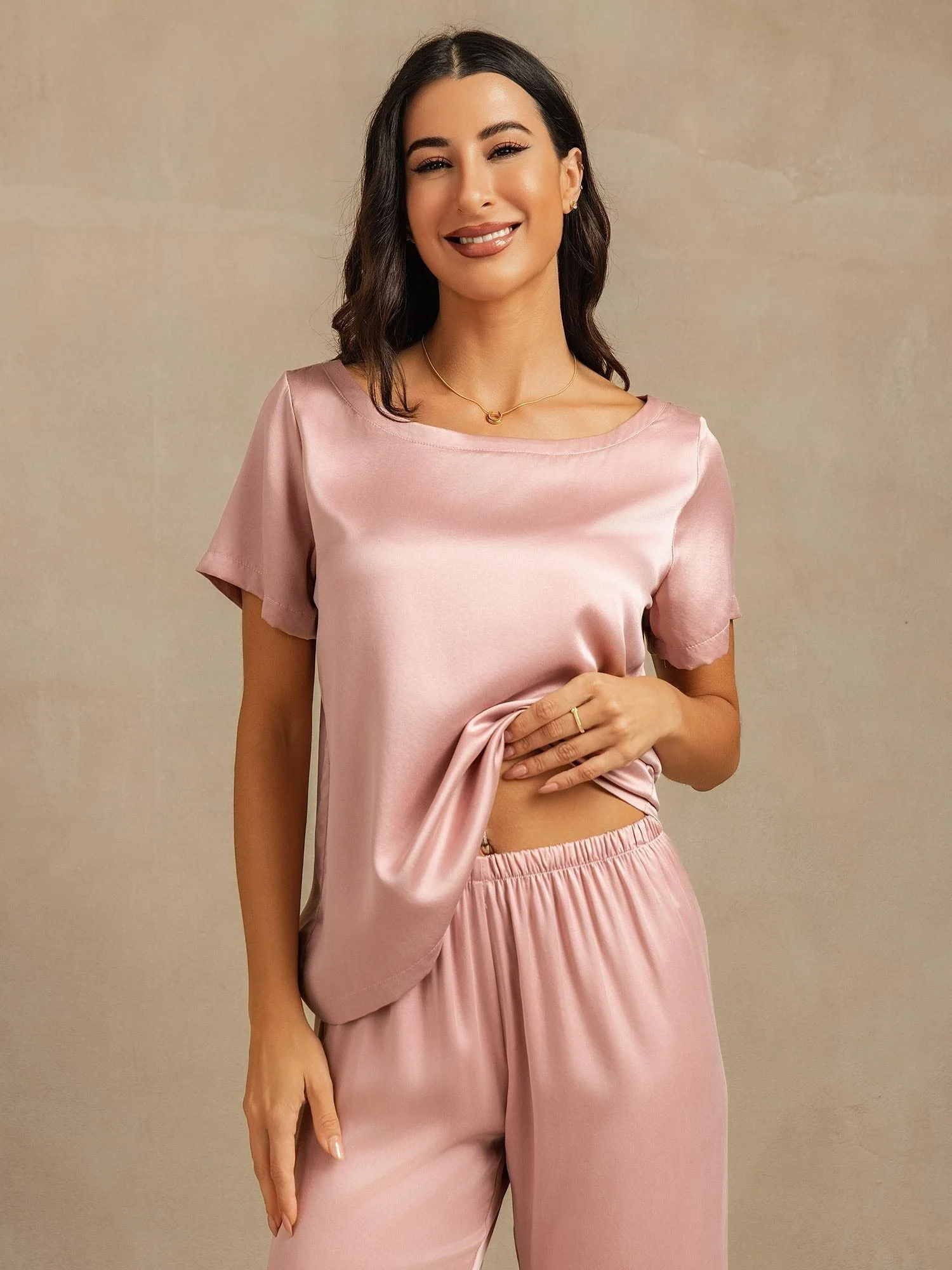 19Momme Women's Washable Silk Short Sleeve Pyjamas Set - Image 18