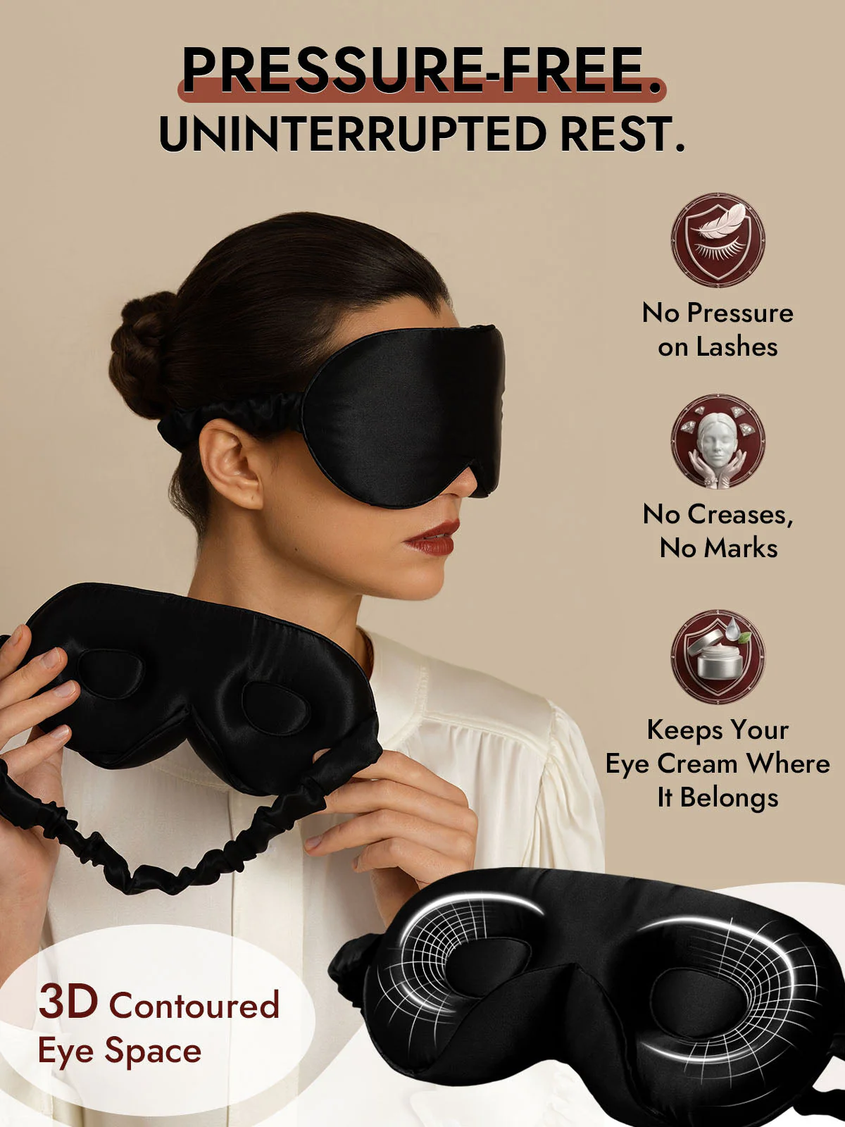 22 Momme Pure Silk 3D Sleep Mask With Upgraded Nose Wings - Image 12