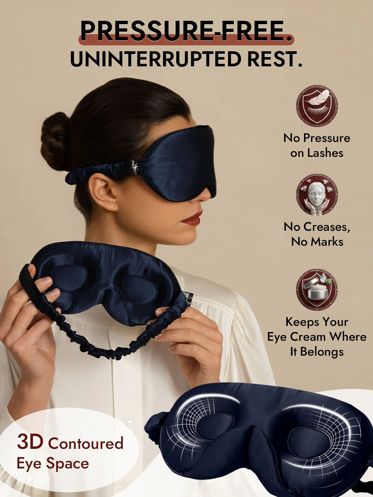 22 Momme Pure Silk 3D Sleep Mask With Upgraded Nose Wings - Image 21