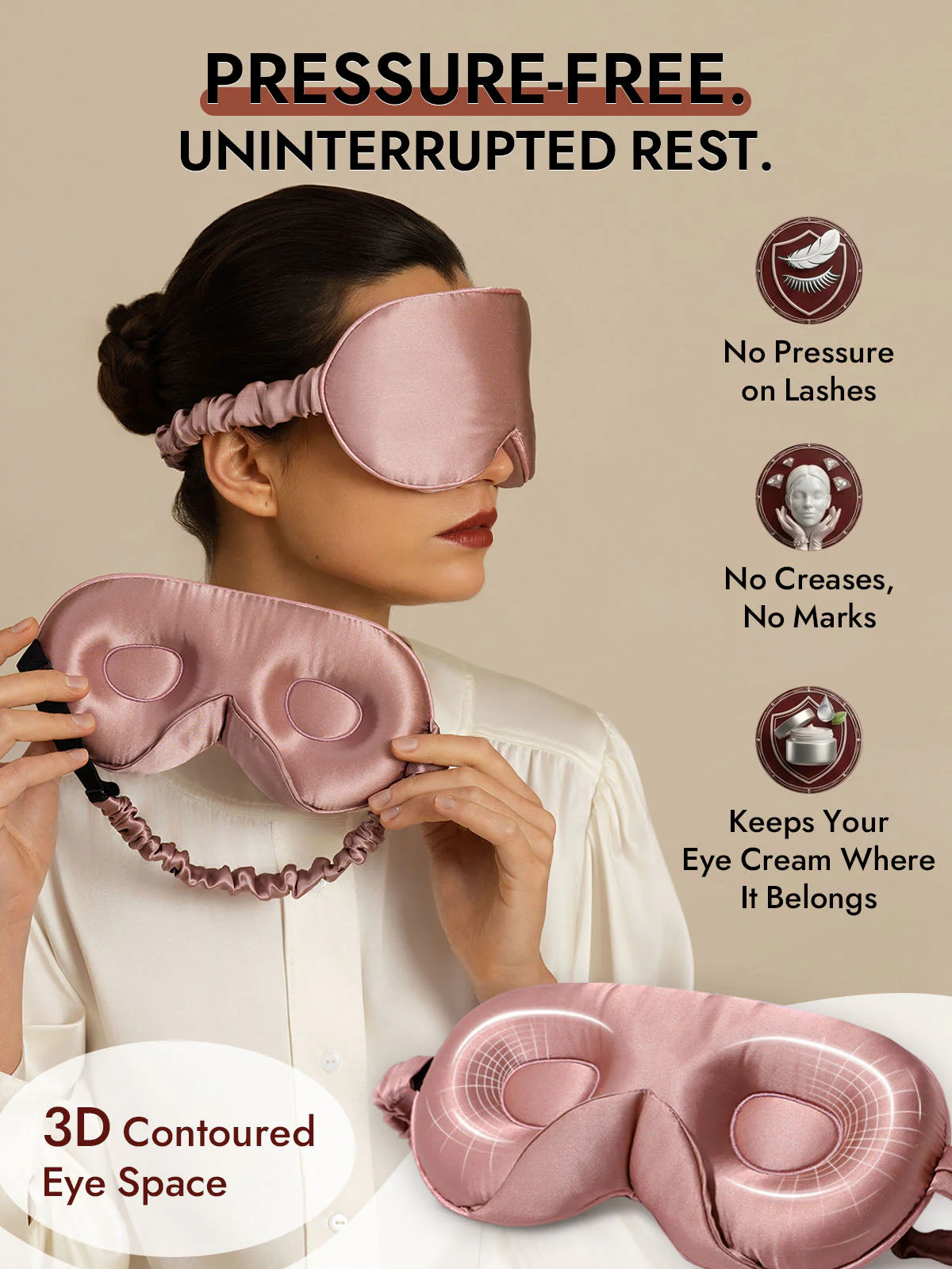 22 Momme Pure Silk 3D Sleep Mask With Upgraded Nose Wings - Image 3