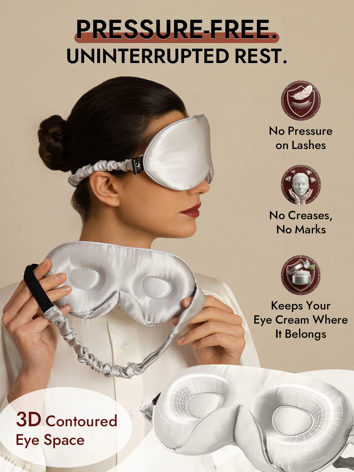 22 Momme Pure Silk 3D Sleep Mask With Upgraded Nose Wings - Image 57