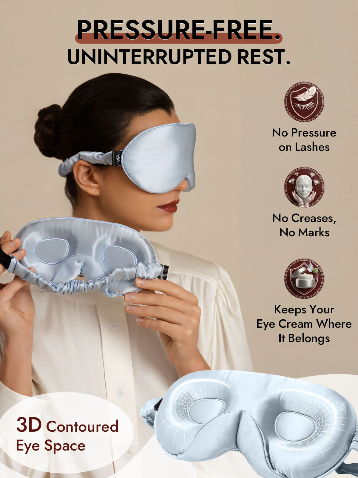 22 Momme Pure Silk 3D Sleep Mask With Upgraded Nose Wings - Image 66