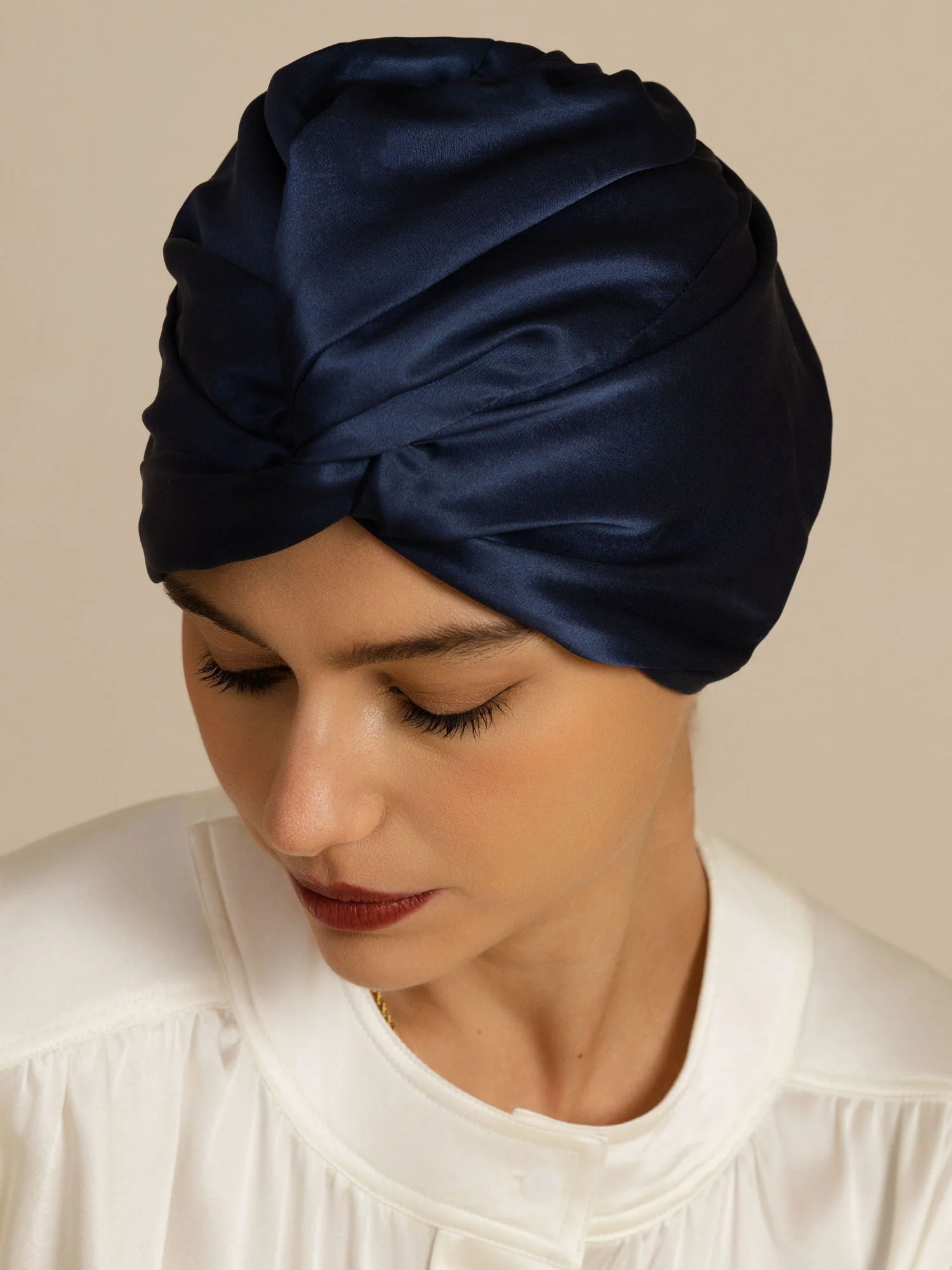 22Momme Pure Silk Knot-Front Hair Bonnet with Adjustable Button Design - Image 19