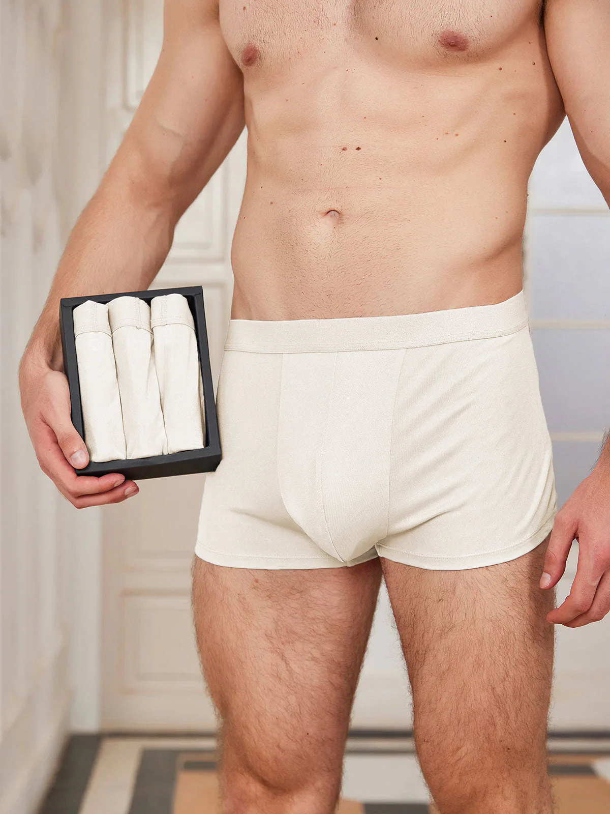 3Pcs Mens Pure Silk Boxer Briefs Underwear - Image 16