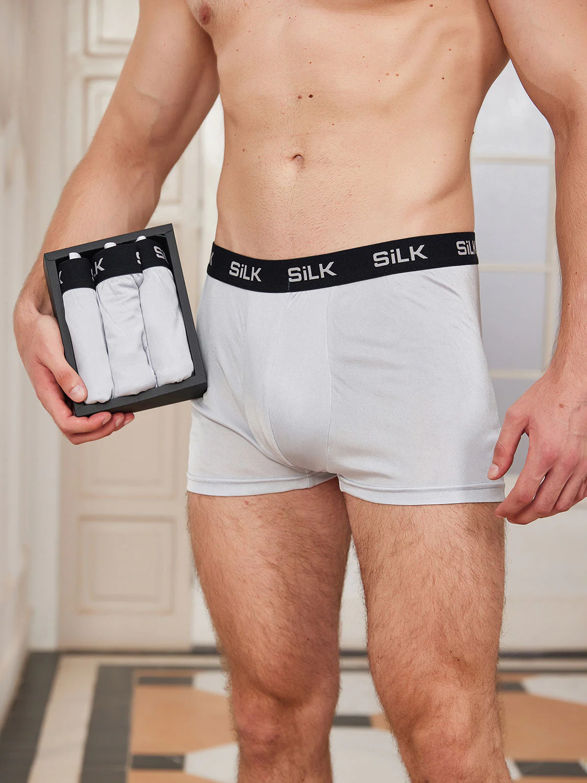 3Pcs Men‘s Ultra Soft Comfy Pure Silk Boxer Underwear - Image 12