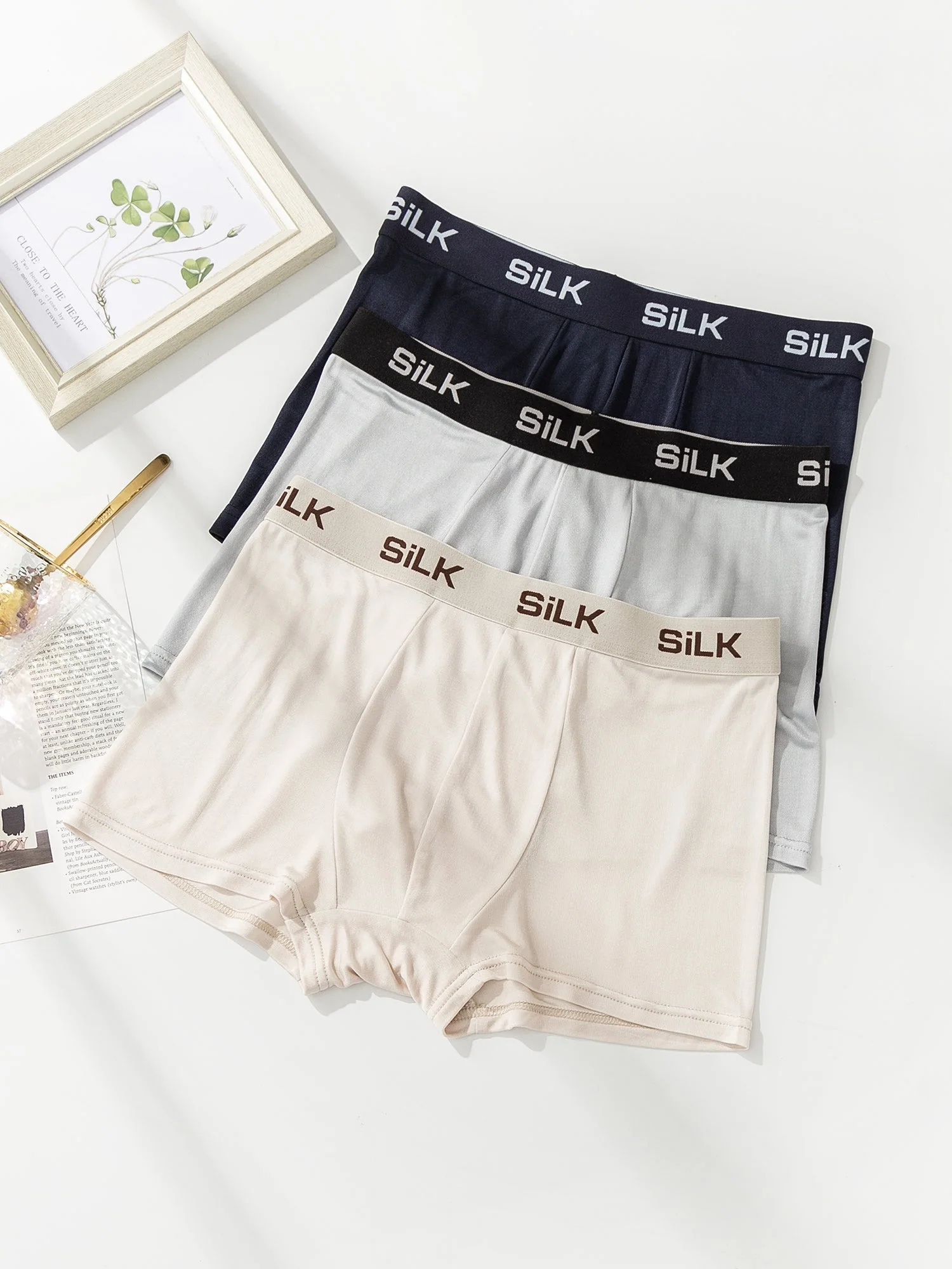 3Pcs Men‘s Ultra Soft Comfy Pure Silk Boxer Underwear - Image 23